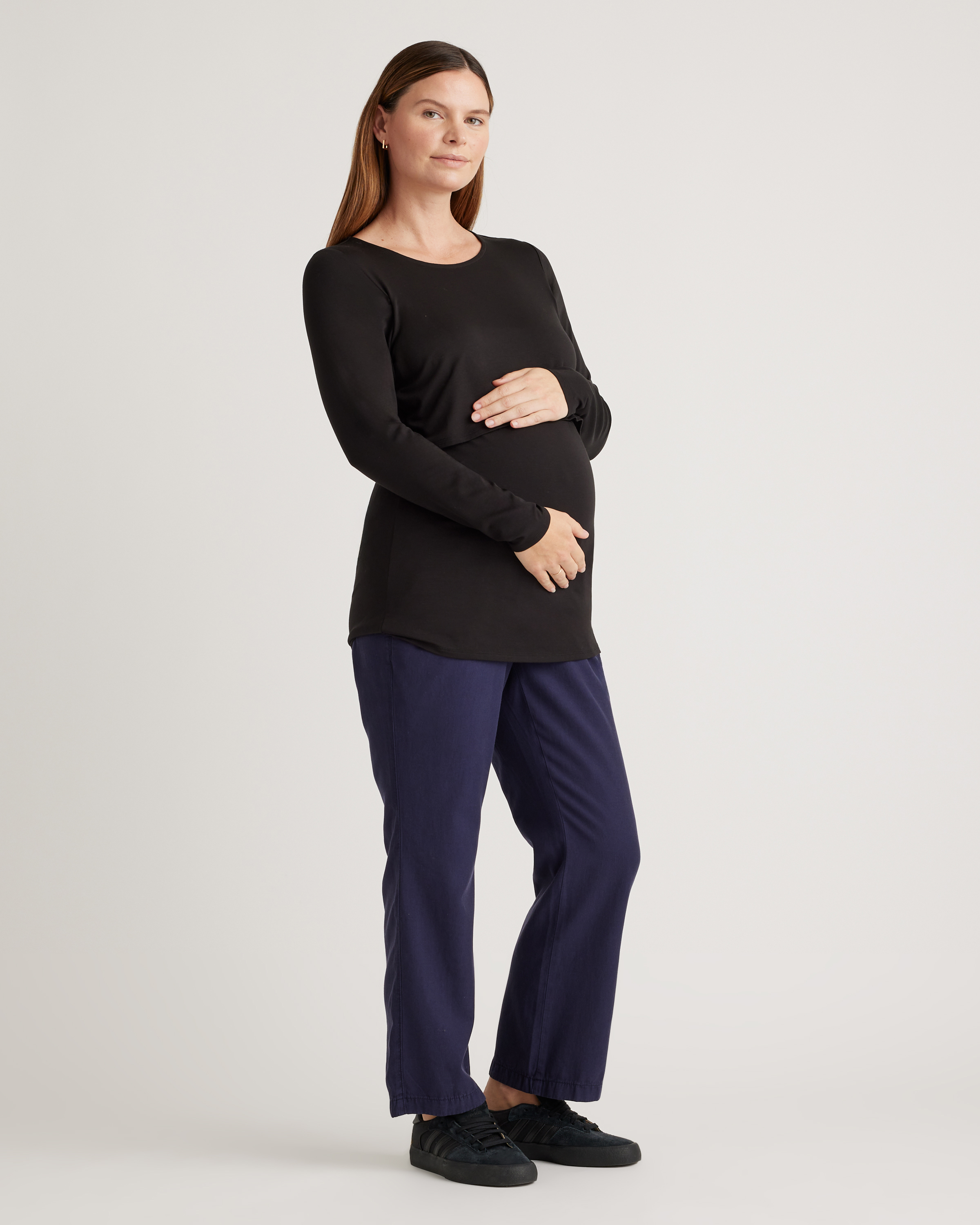 Tencel Jersey Maternity & Nursing Long Sleeve Relaxed Fit Tee 2-Pack — Image 15