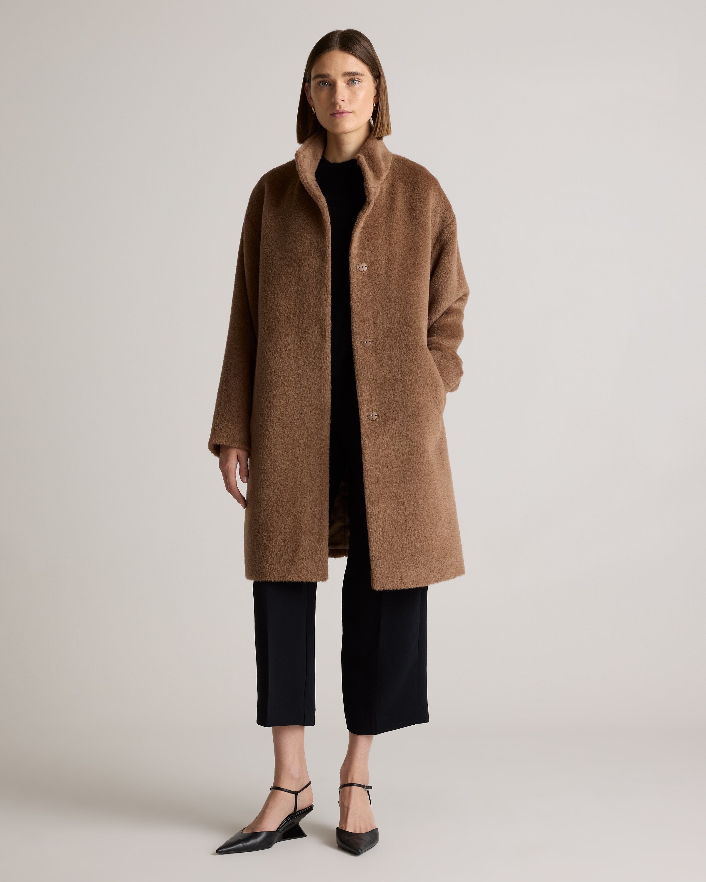 Alpaca-Wool Stand Collar Coat — Image 9