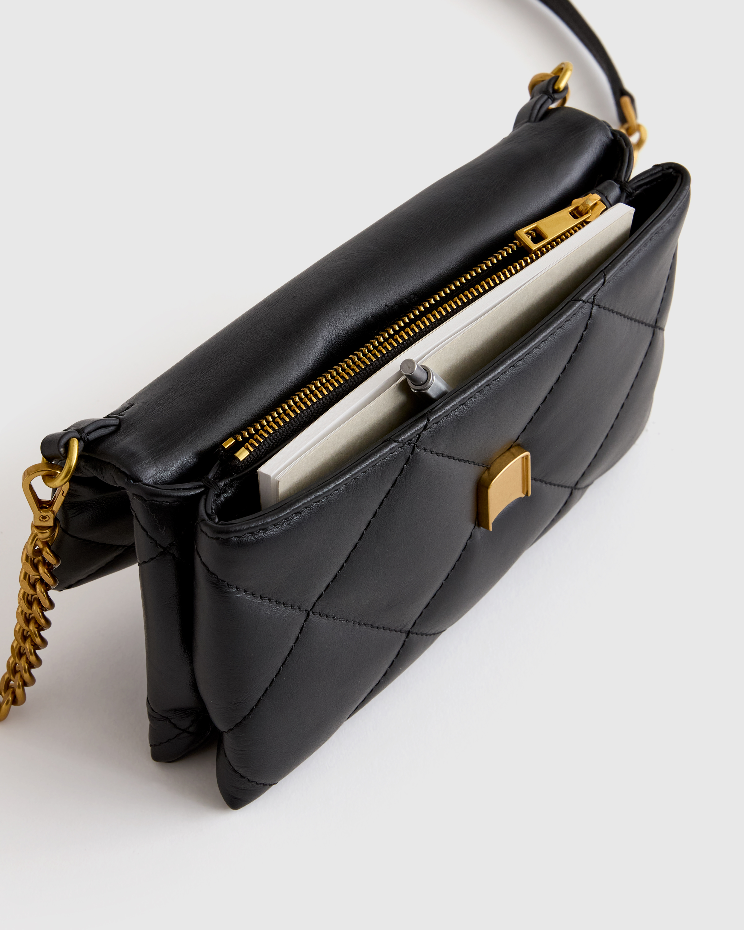 Italian Leather Diamond Quilted Wallet Crossbody — Image 5
