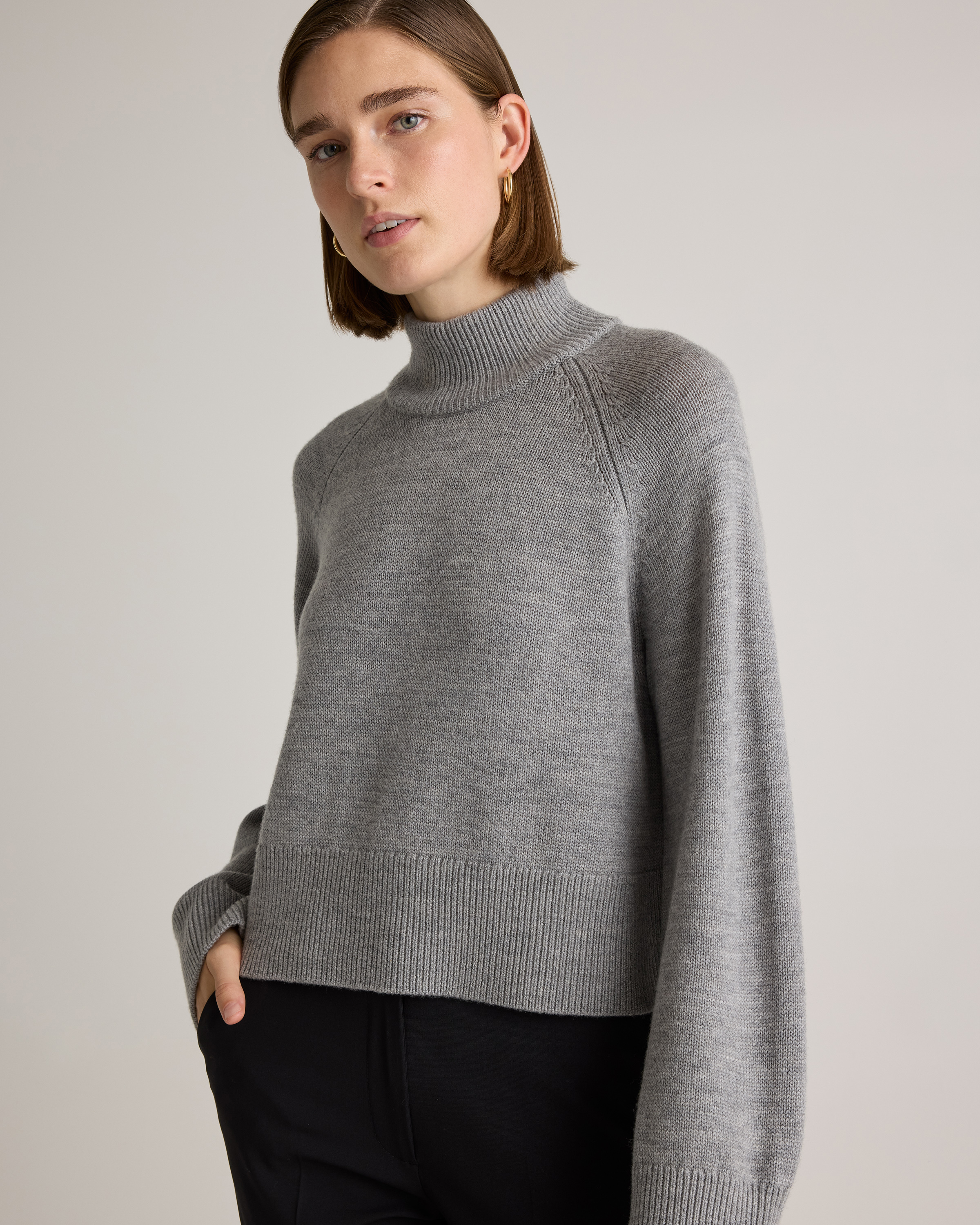 Australian Merino Wool Cropped Mock Neck Sweater — Image 10