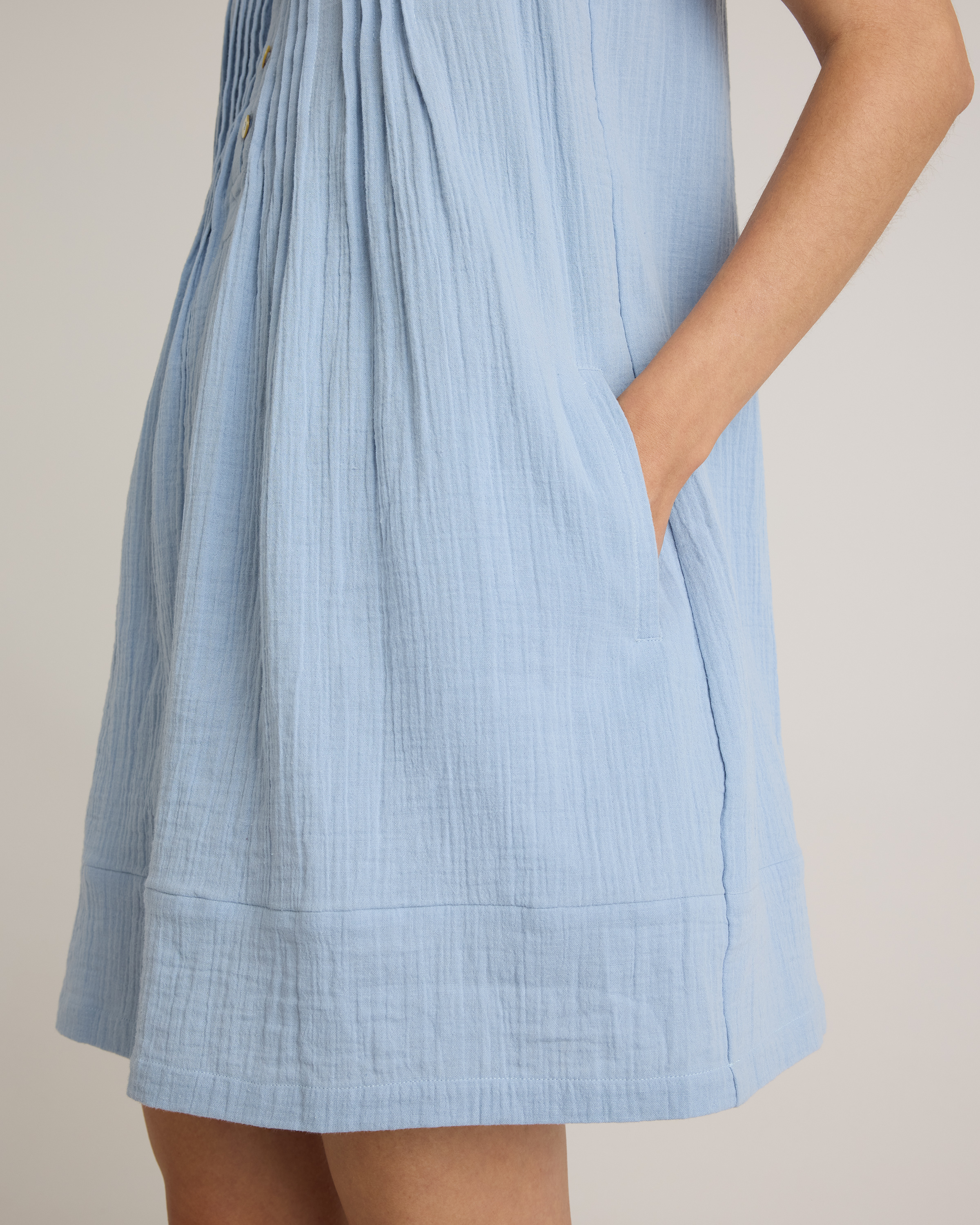 100% Organic Cotton Gauze Sleeveless Swing Dress — Image 3