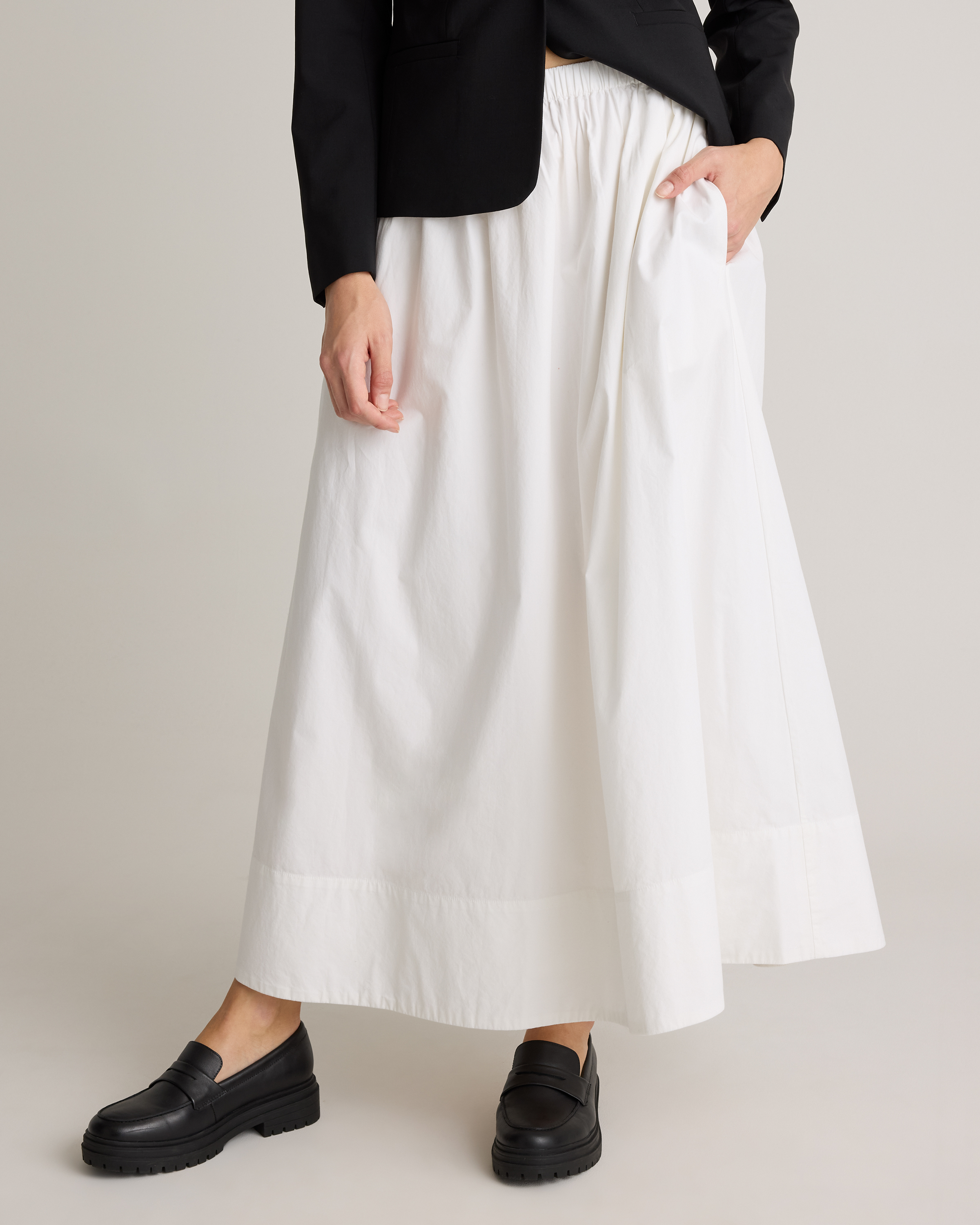100% Organic Cotton Poplin A-line Maxi Skirt — Image 12