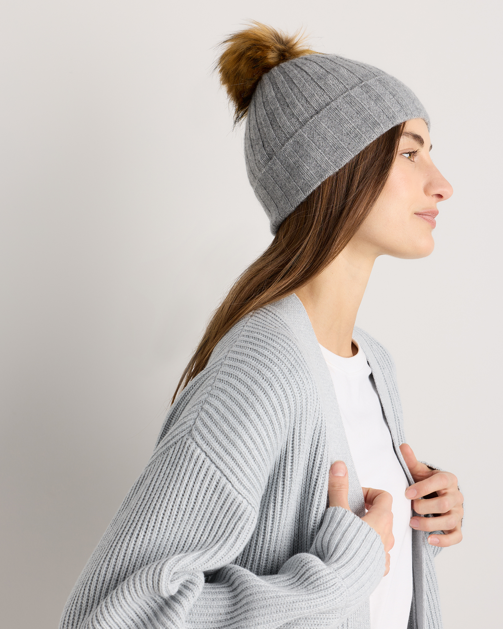 Mongolian Cashmere Pom Pom Beanie — Image 3