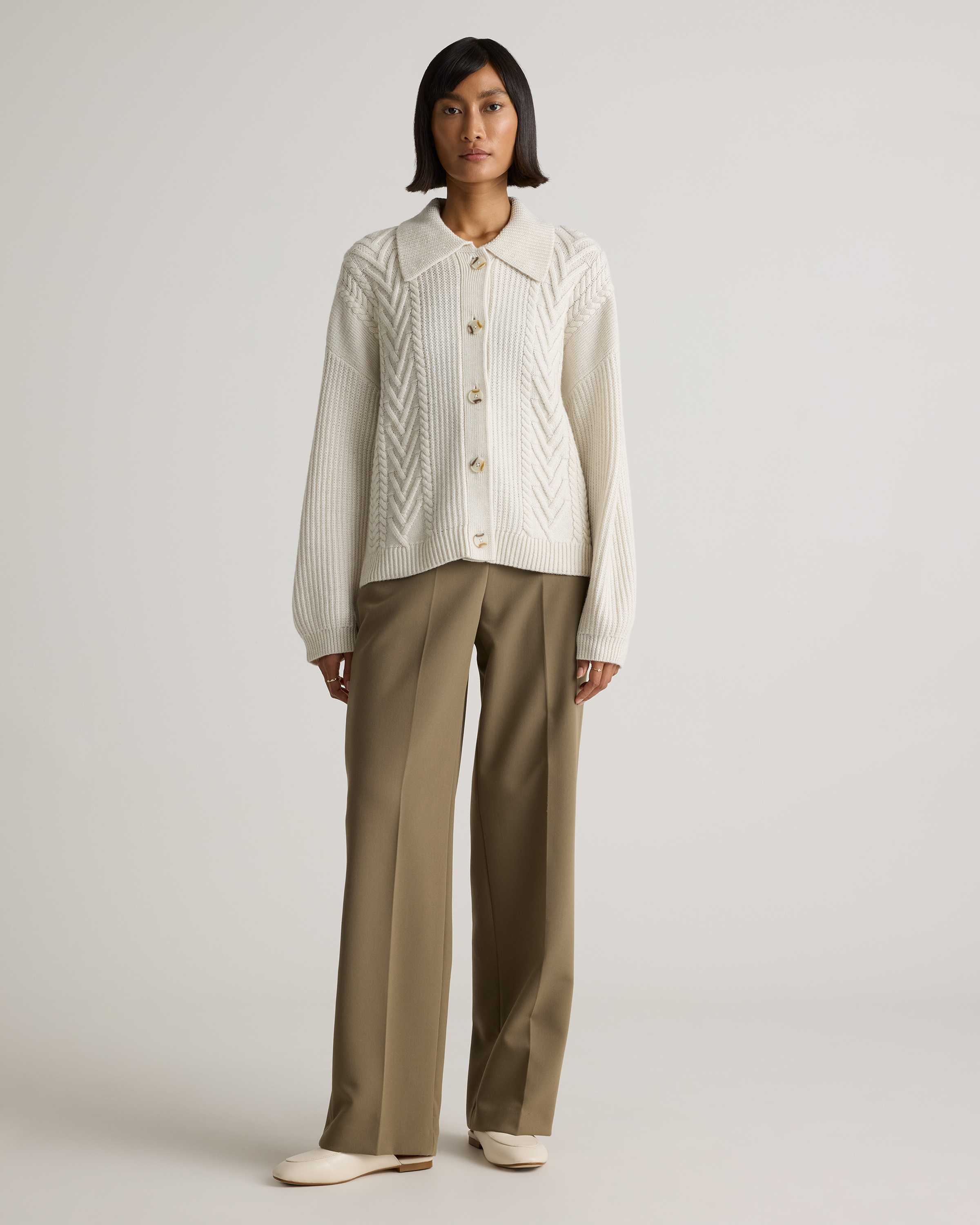 Australian Merino Wool Collared Cable Cardigan — Image 24
