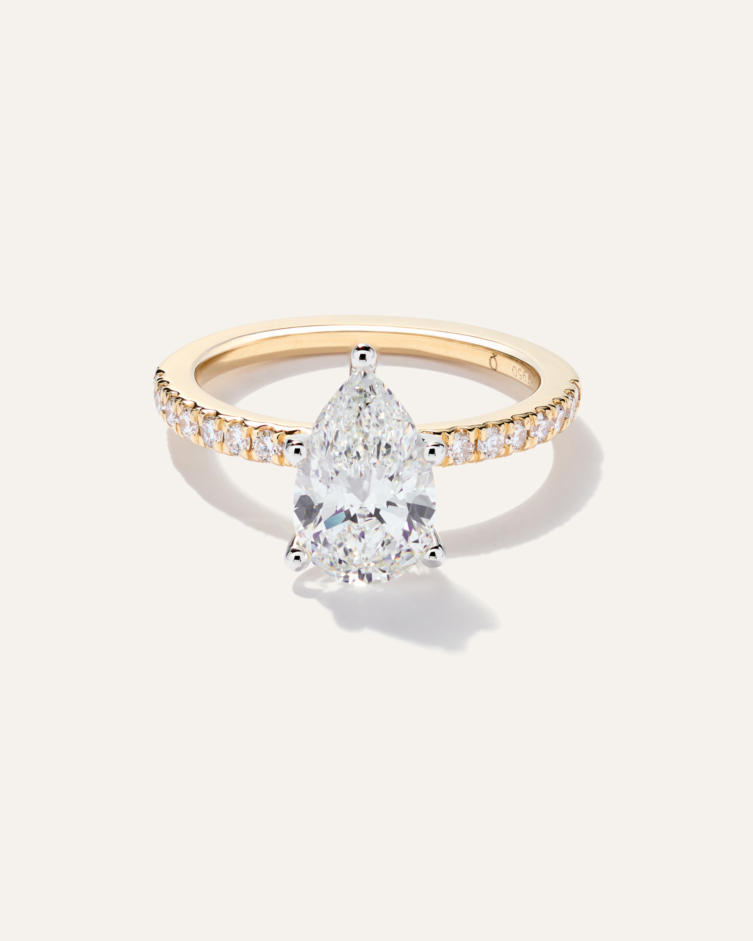 Lab Grown Diamond Pear Petite Pave Engagement Ring - 2ct — Image 6