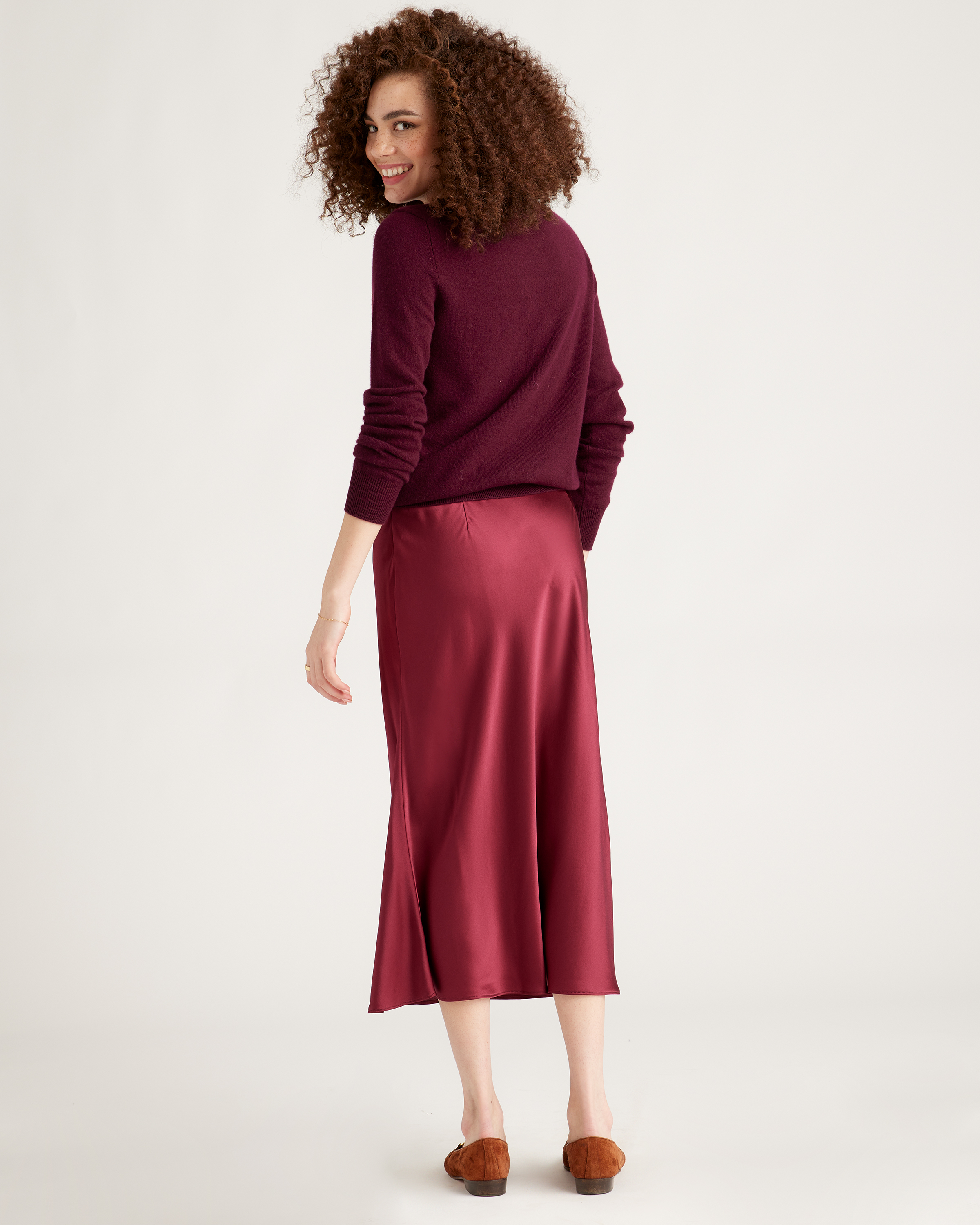 forest-green 100% Washable Silk Skirt — Image 19