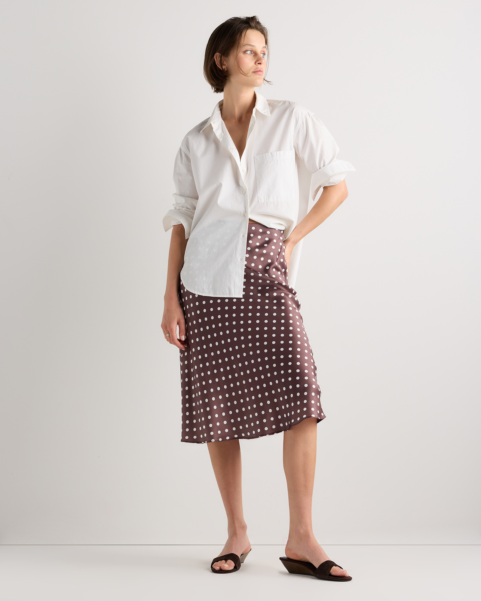 forest-green 100% Washable Silk Skirt — Image 87