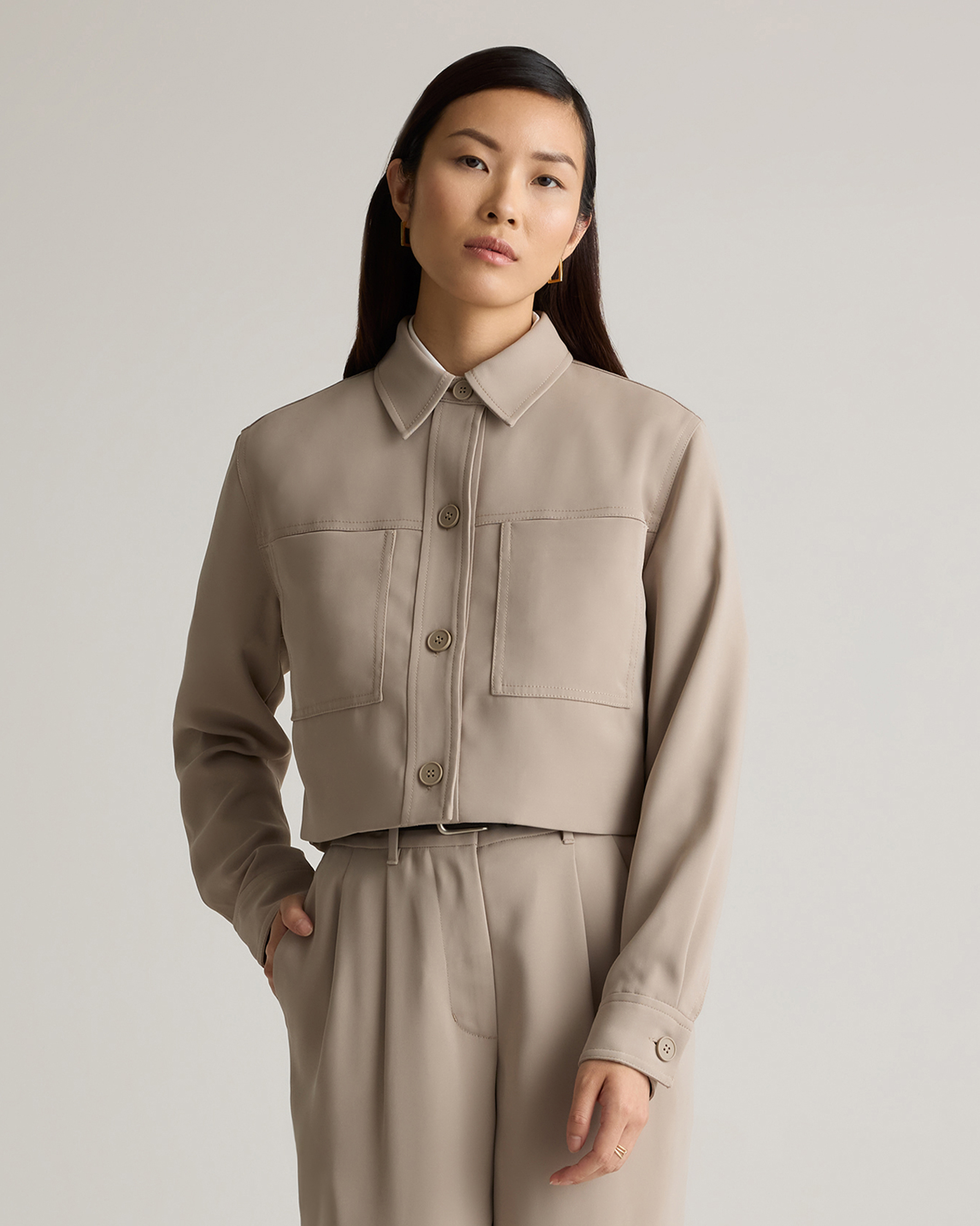 Stretch Crepe Cropped Jacket — Image 12