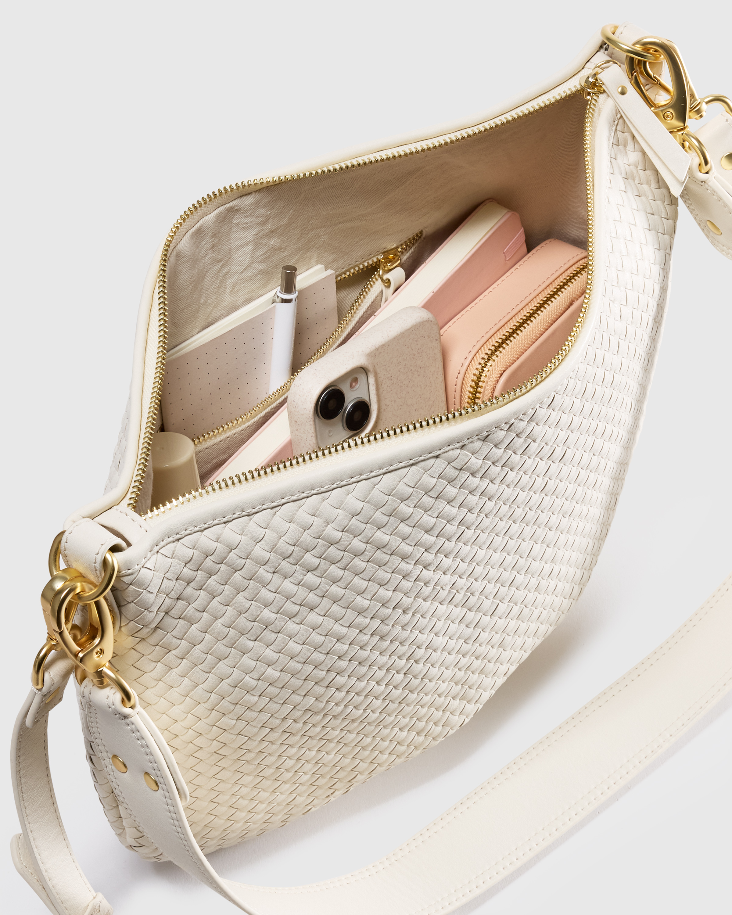 Italian Leather Convertible Crescent Handwoven Shoulder Bag — Image 9