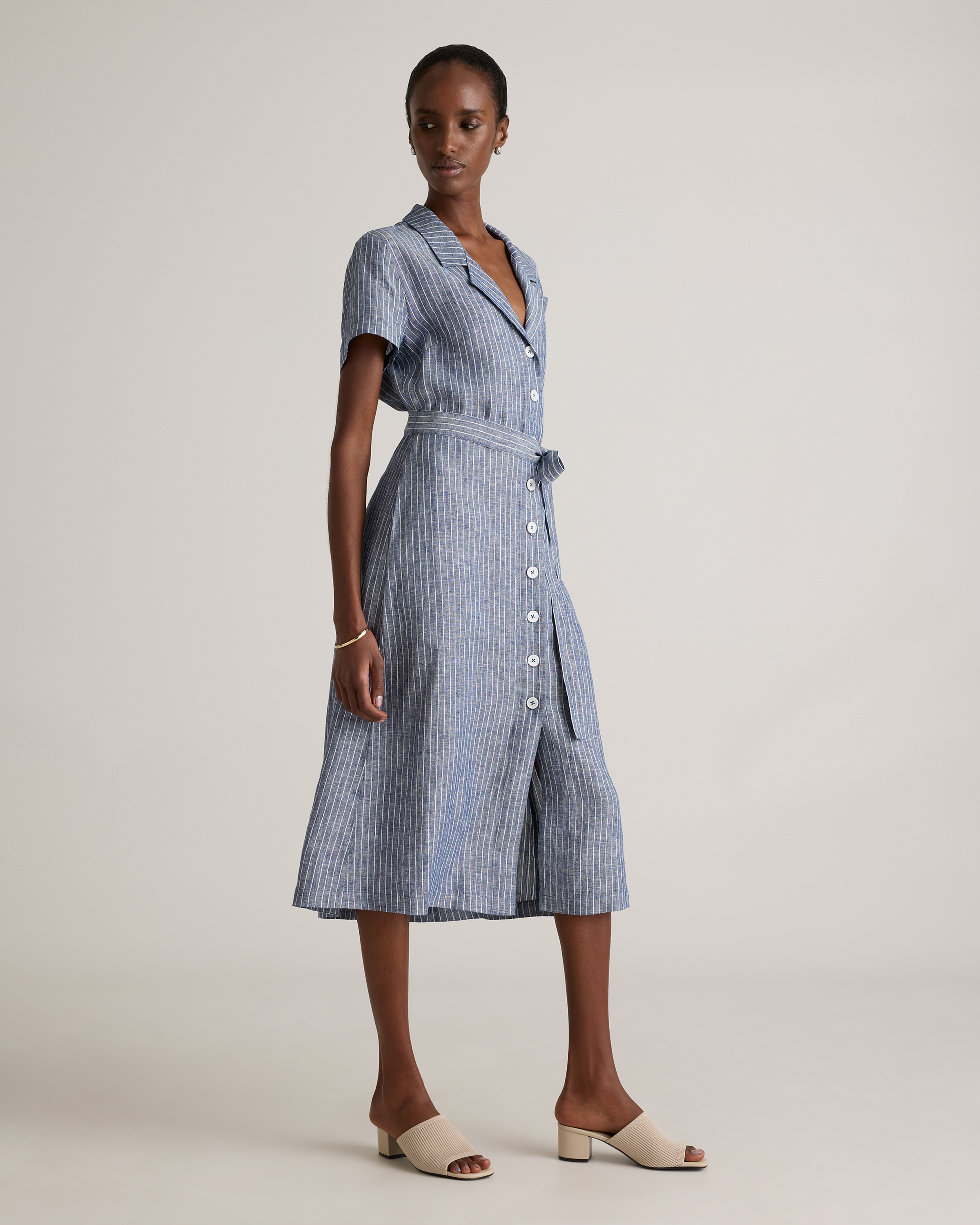 100% European Linen Button Front Dress — Image 31