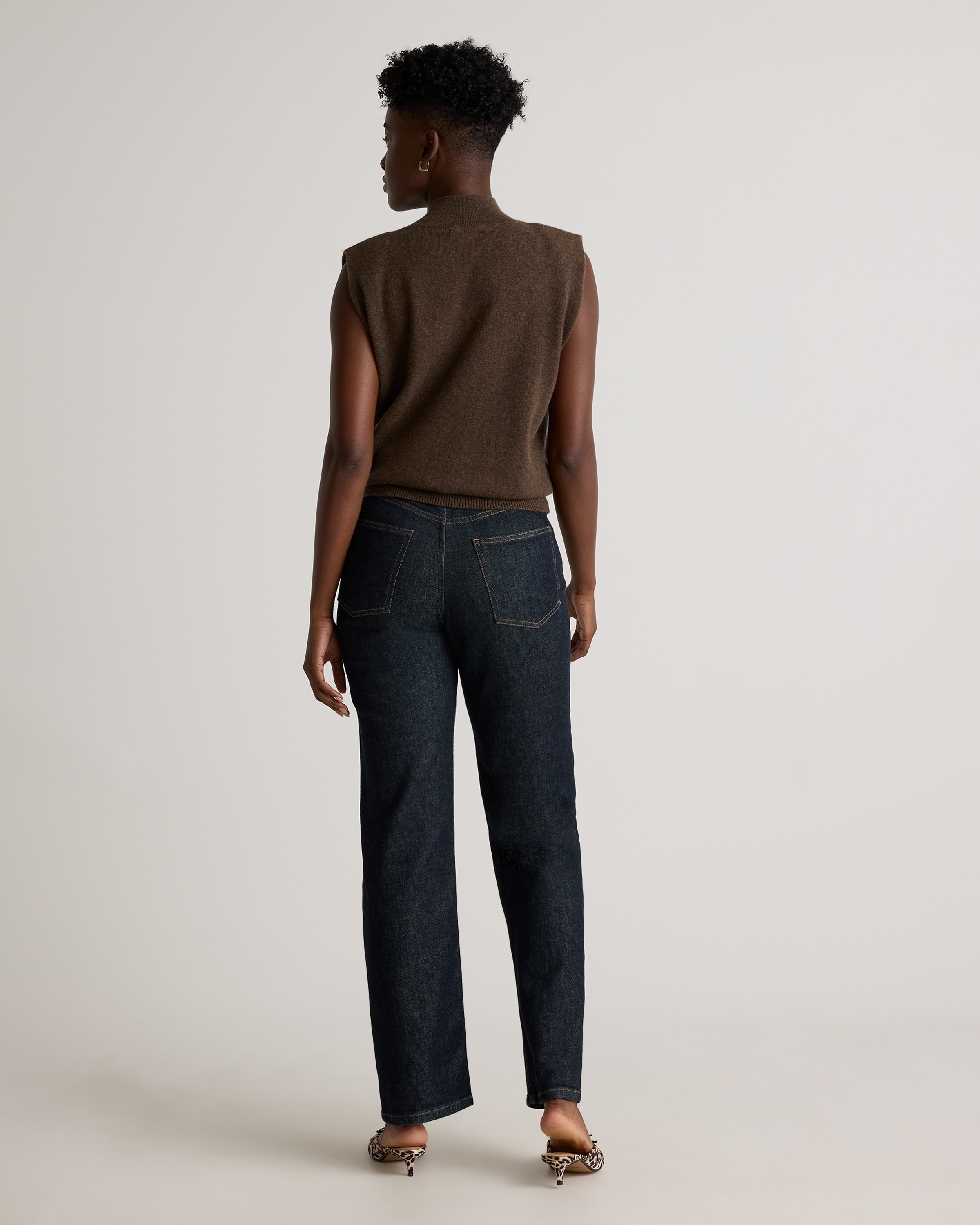 Mongolian Cashmere Padded-Shoulder Sweater Tank — Image 9