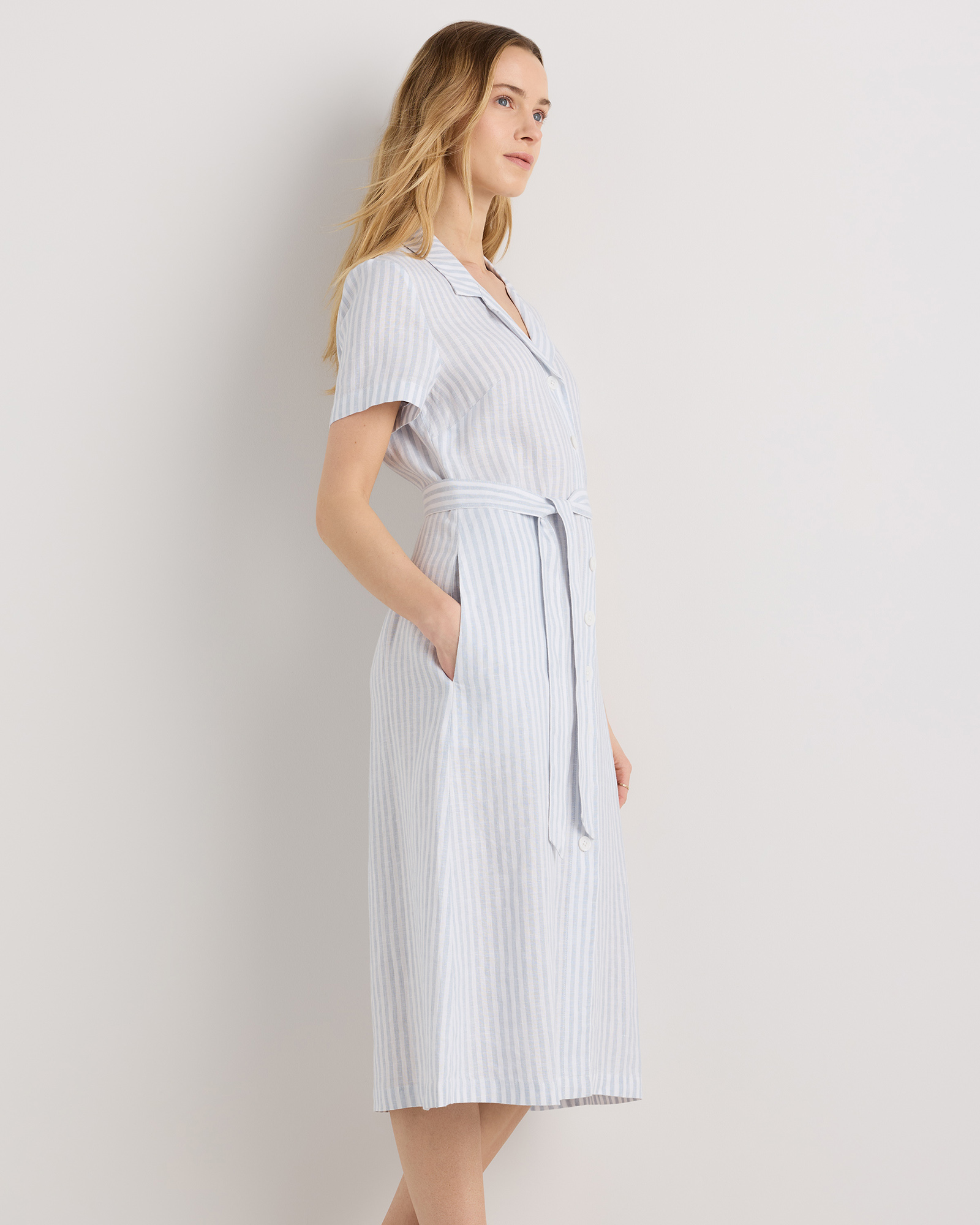 100% European Linen Button Front Dress — Image 70