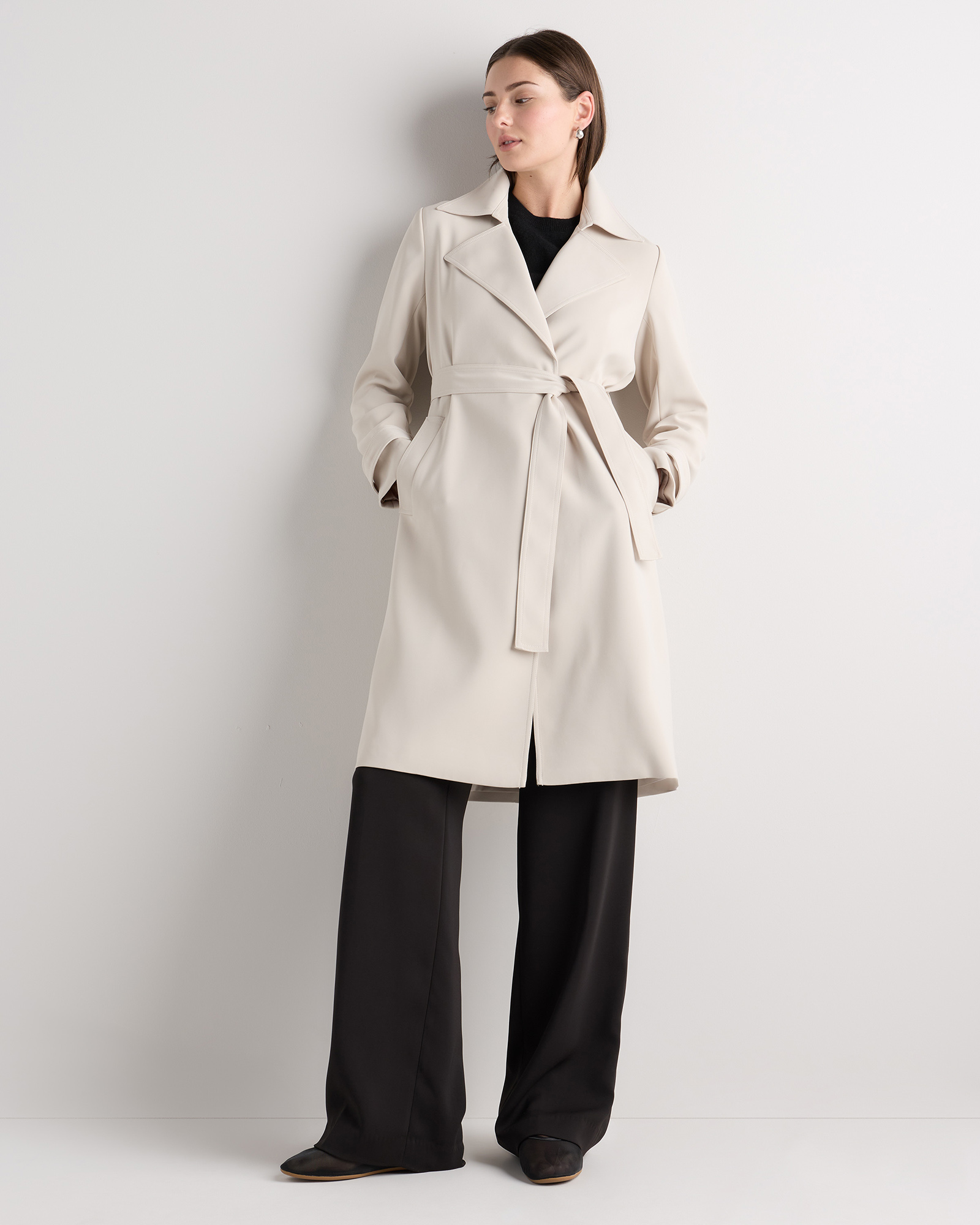Stretch Crepe Trench Coat — Image 36