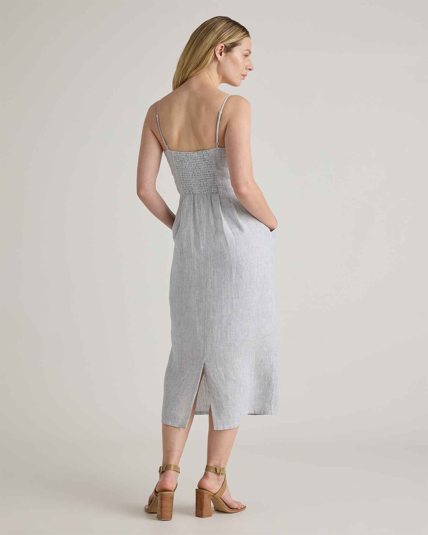 100% European Linen Scoop Neck Midi Dress — Image 50