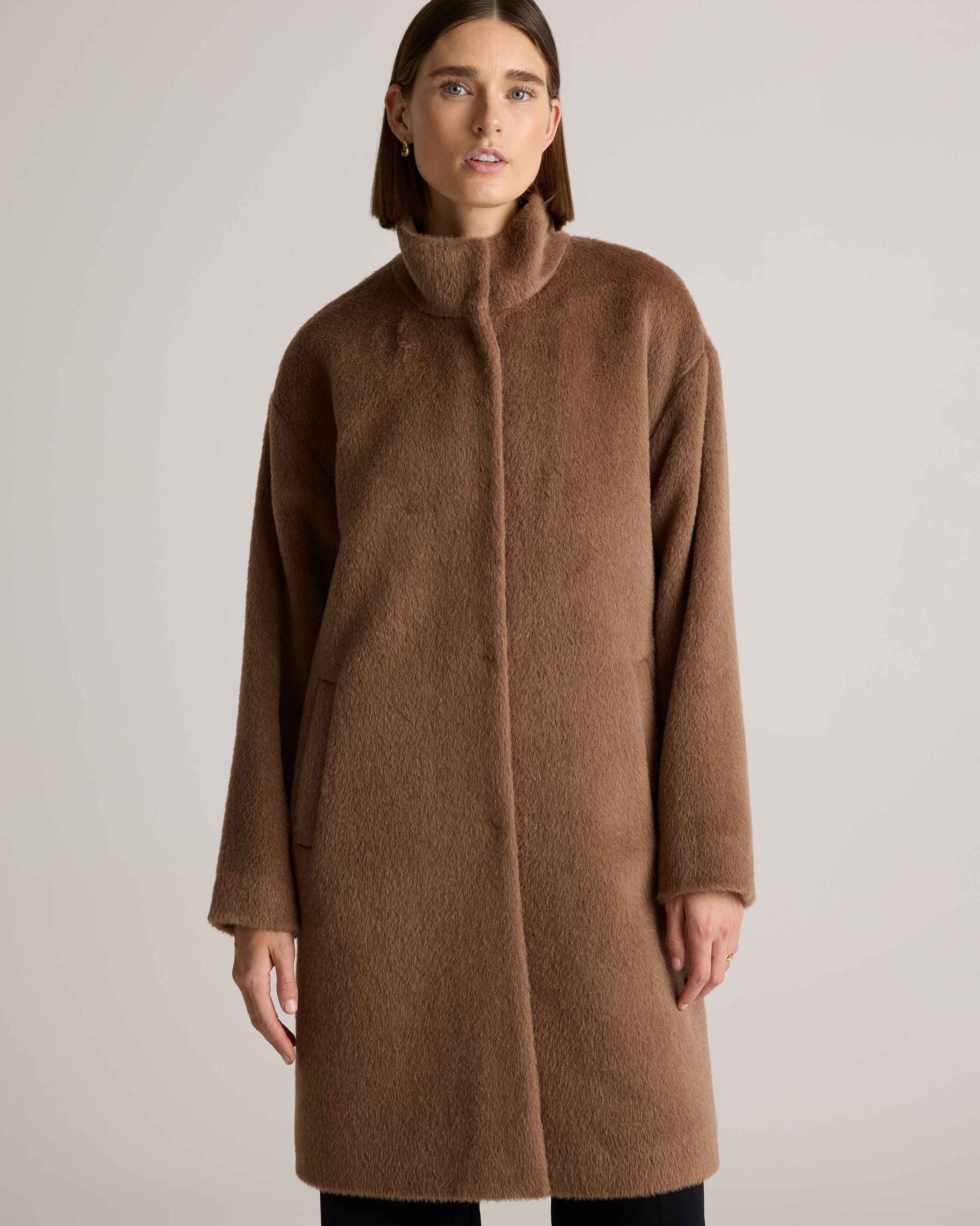 Alpaca-Wool Stand Collar Coat — Image 5