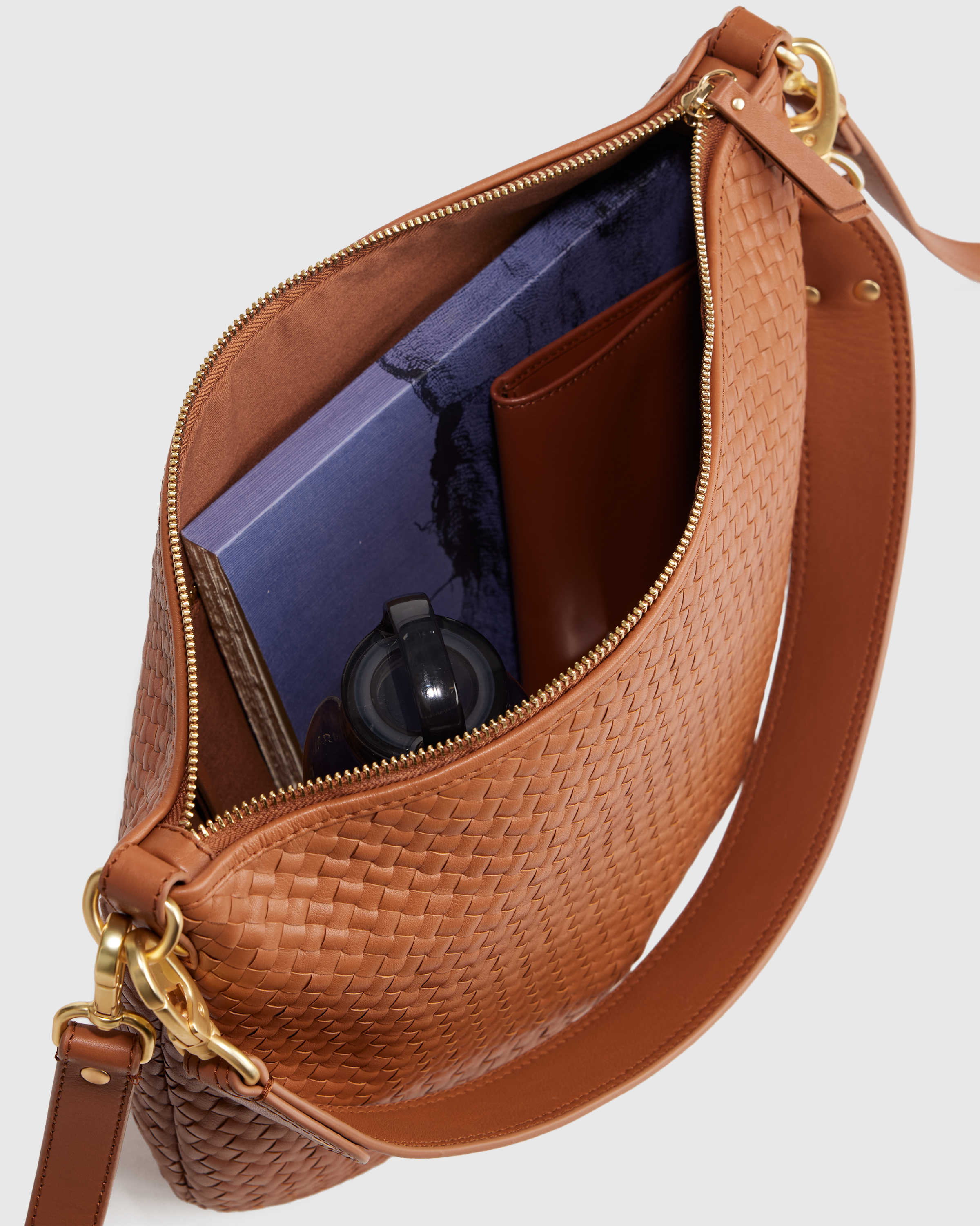 Italian Leather Convertible Crescent Handwoven Shoulder Bag — Image 12