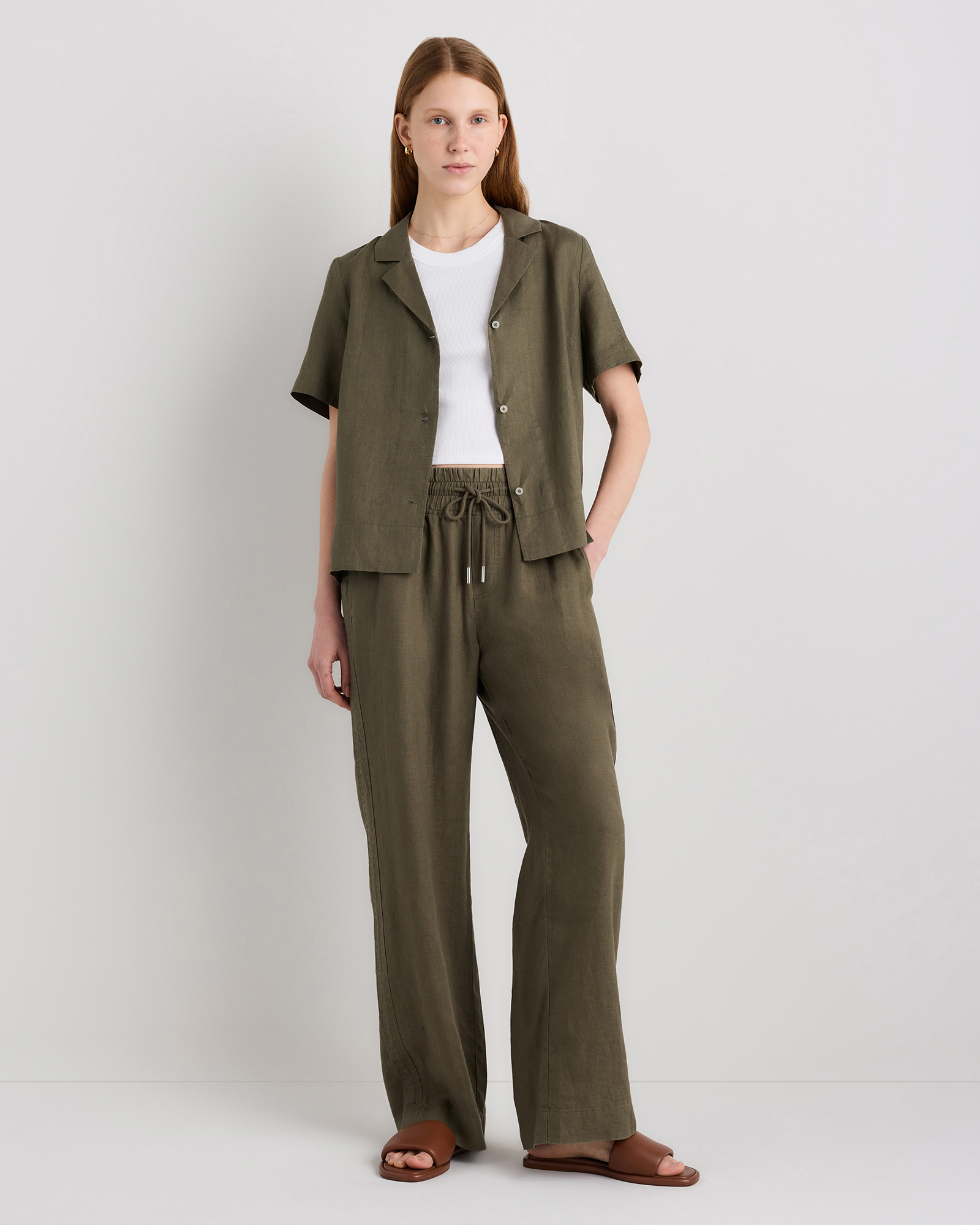 100% European Linen Wide Leg Pants — Image 60