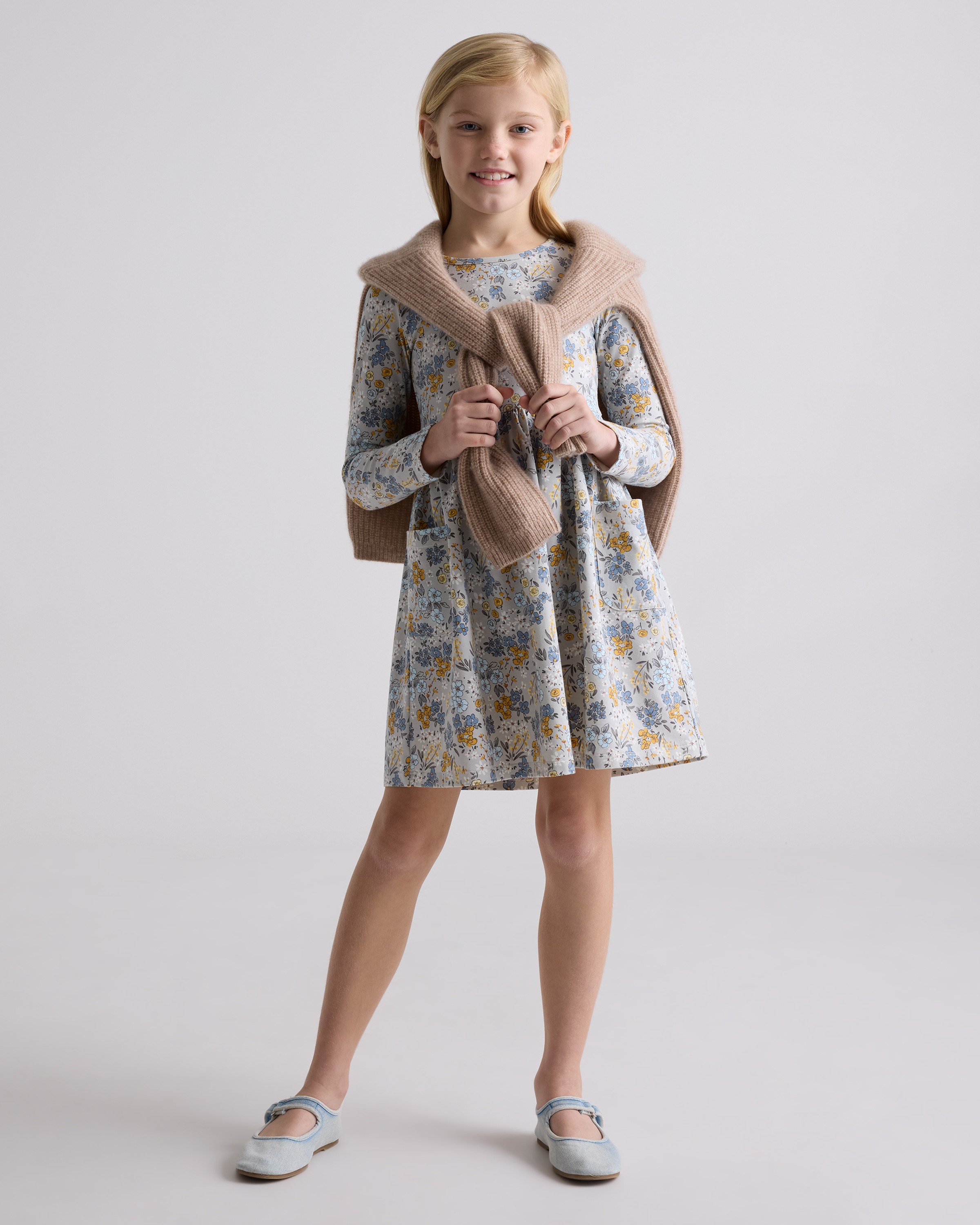 Organic Cotton Long Sleeve Fit and Flare Pocket Dress — Image 12
