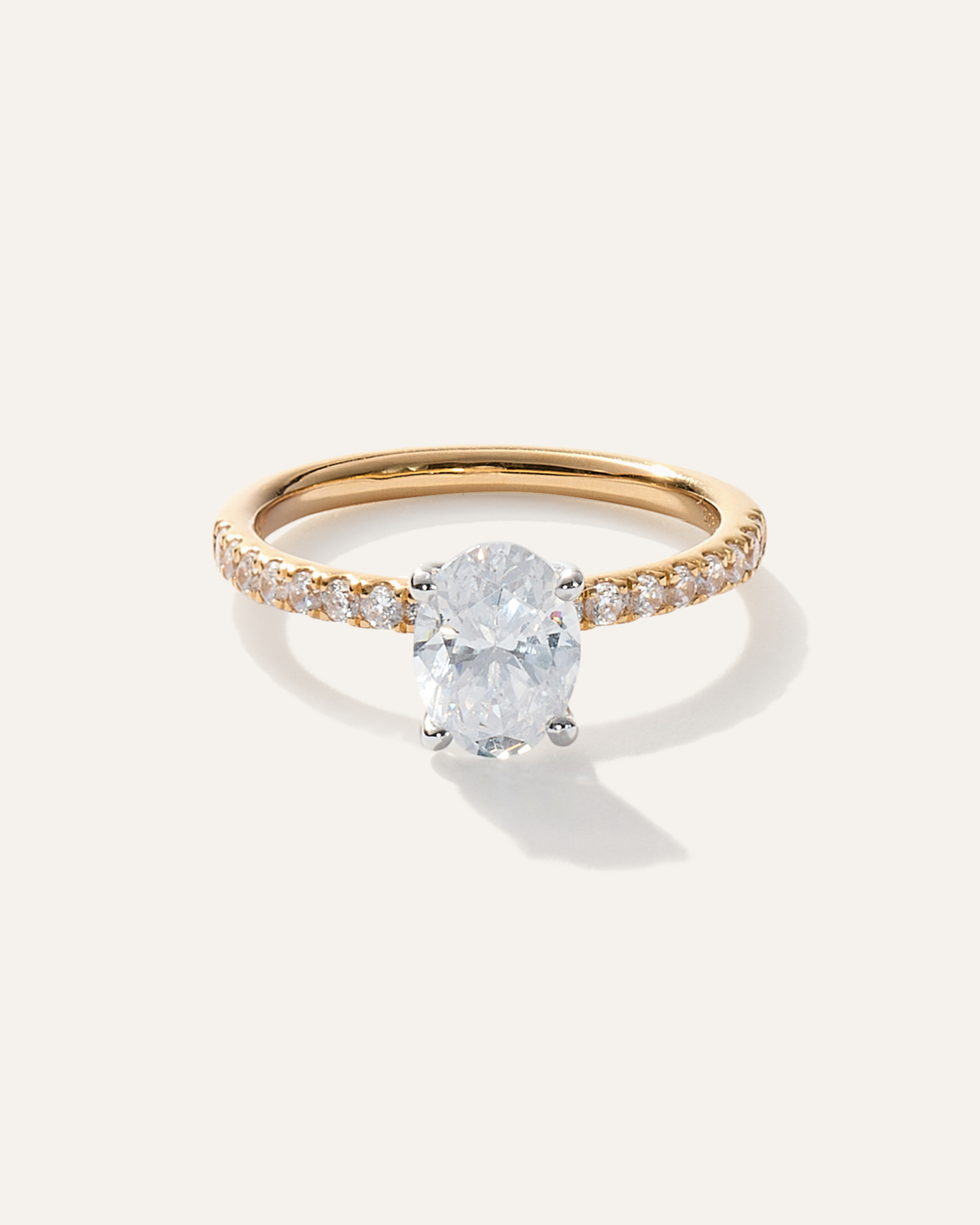 Lab Grown Diamond Oval Petite Pave Engagement Ring - 1.50ct — Image 7
