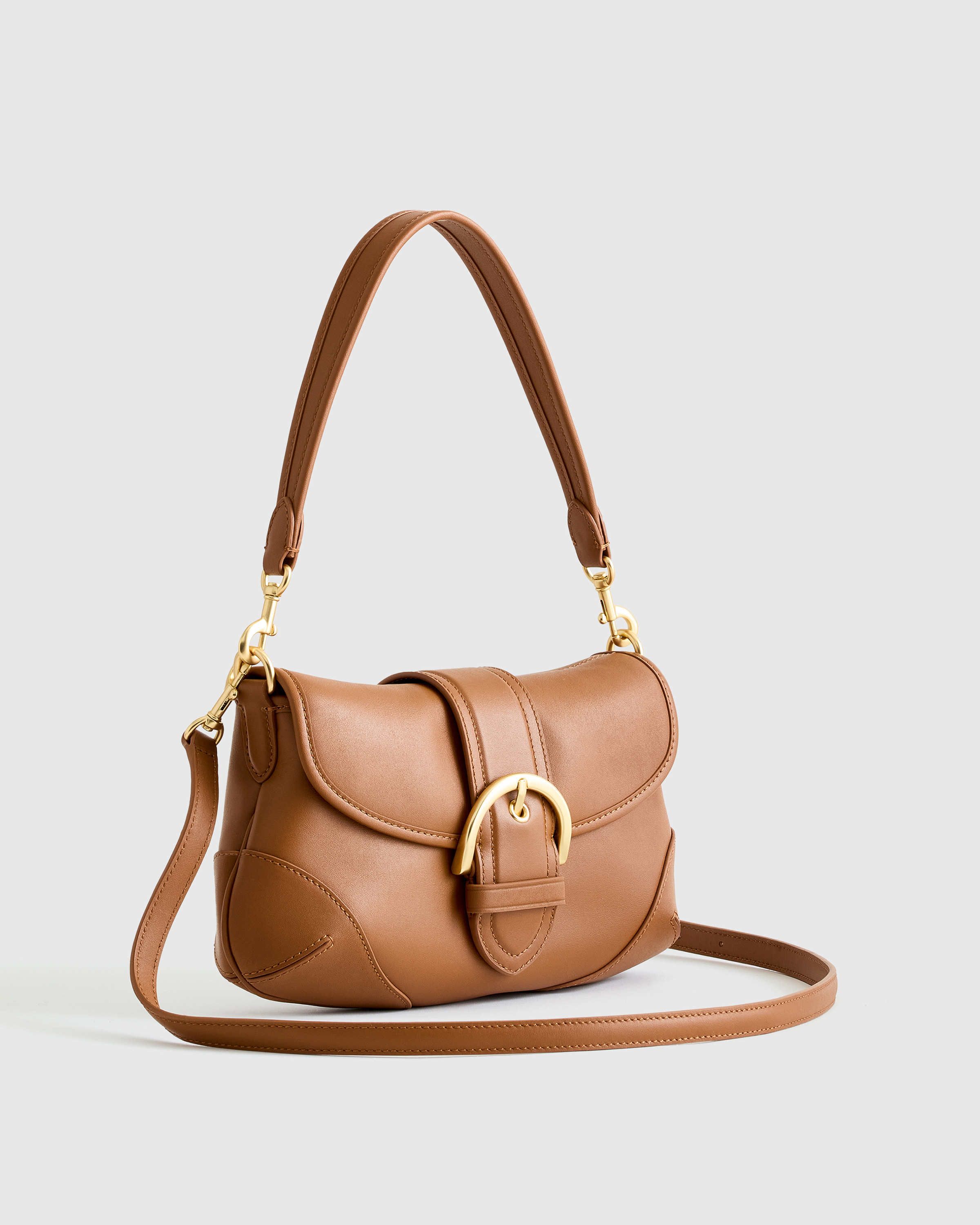 Italian Leather Buckle Detail Shoulder Bag — Image 5