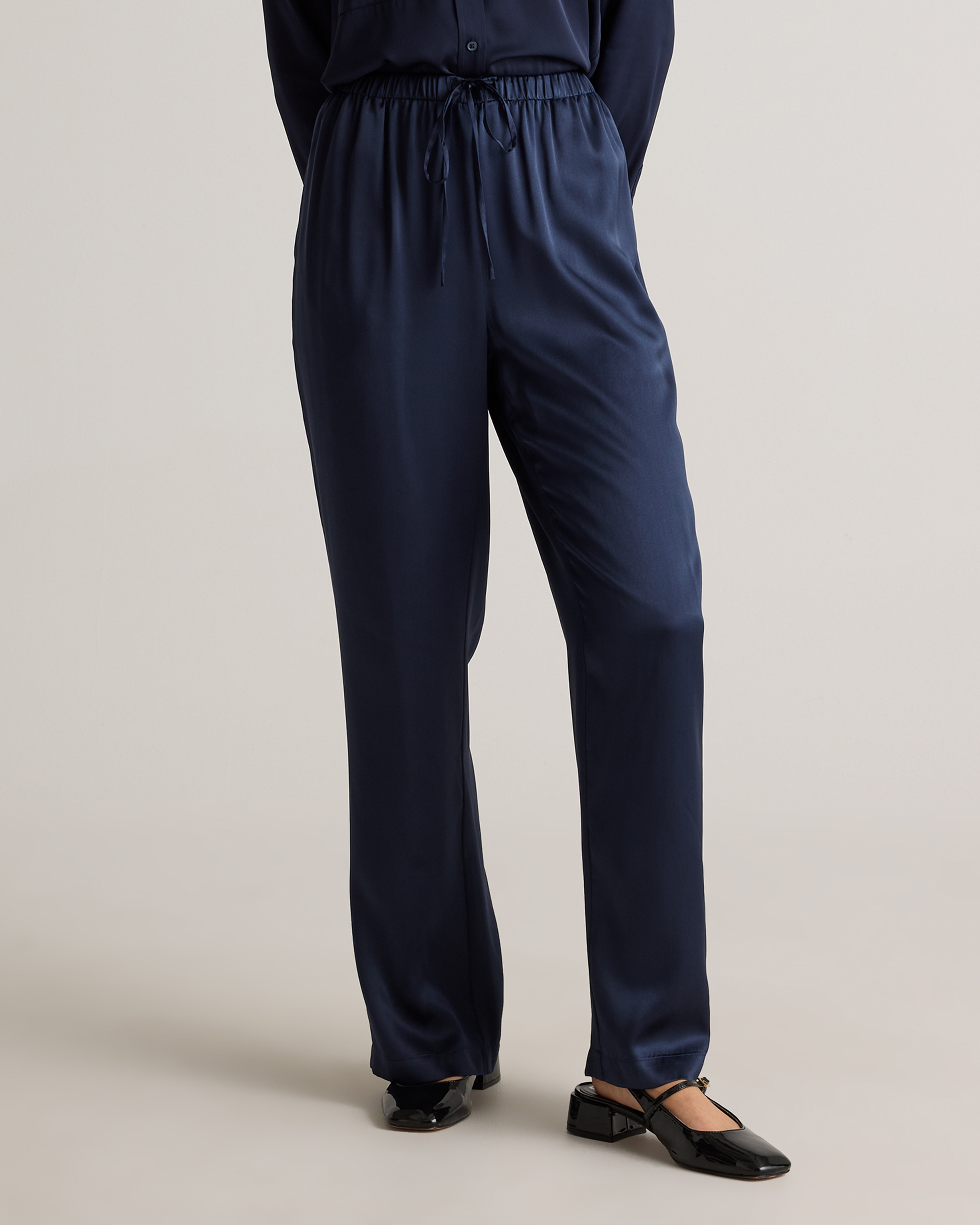 100% Washable Silk Drawstring Wide Leg Pants — Image 59