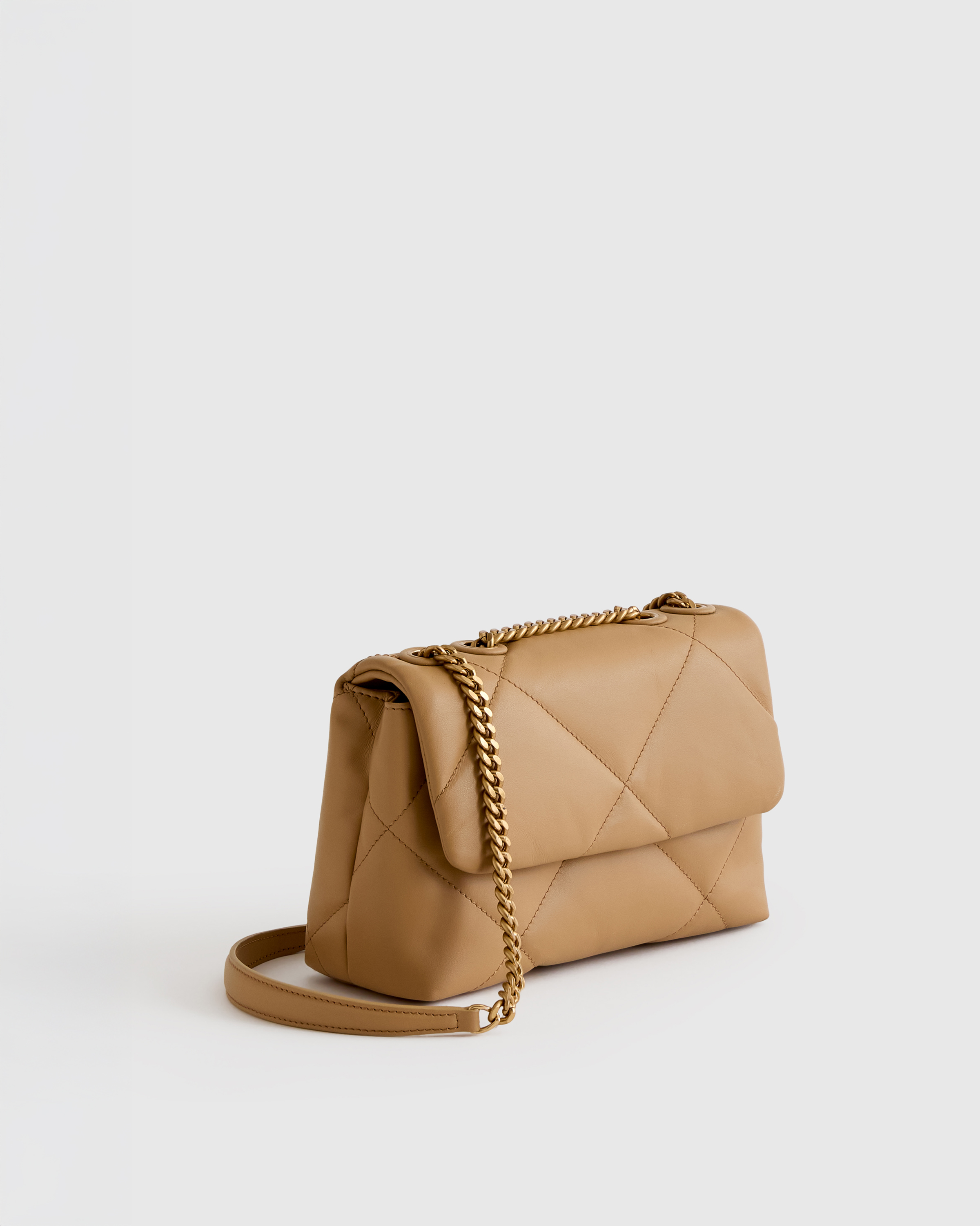 Italian Leather Diamond Quilted Small Shoulder Bag — Image 7