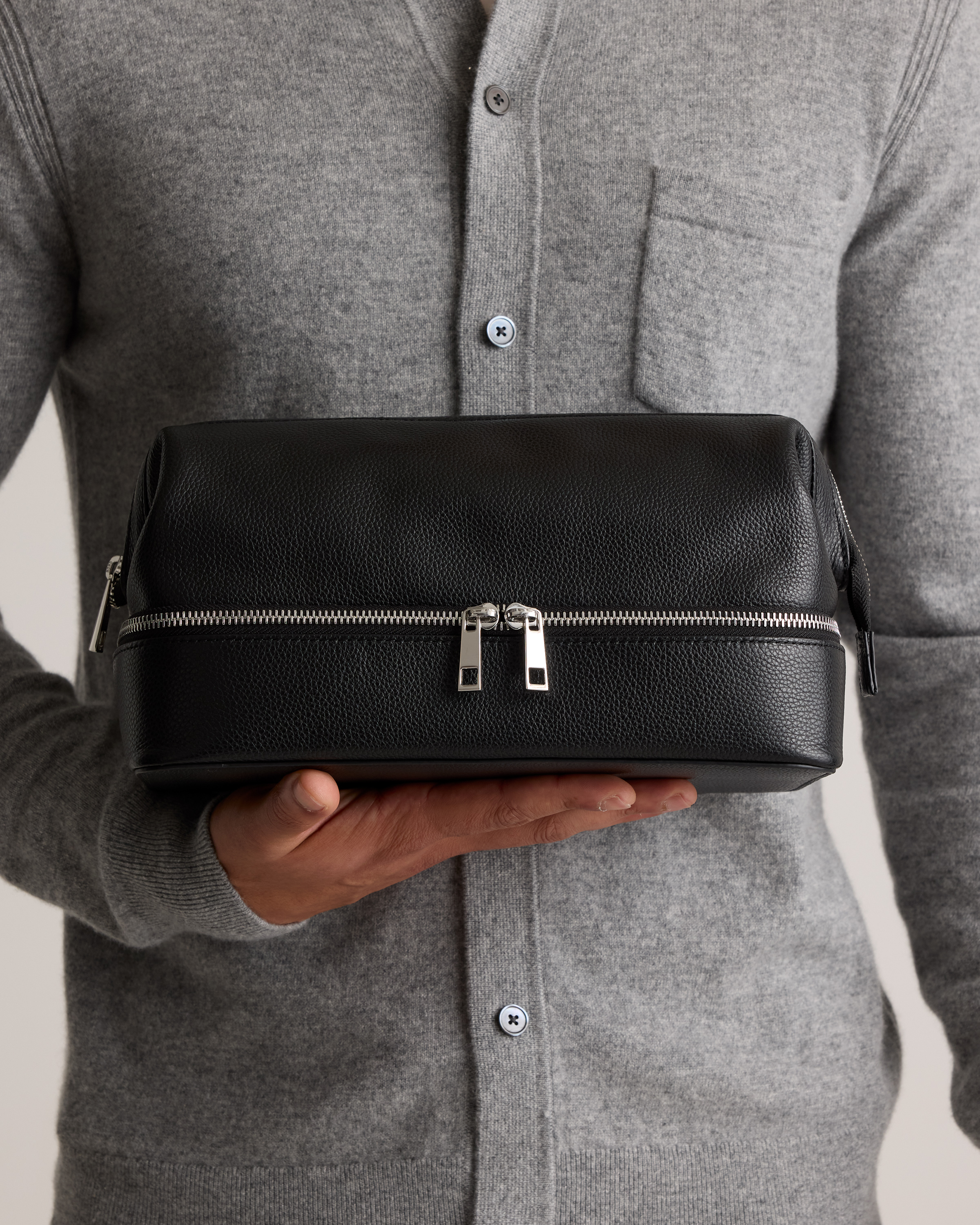 Italian Leather Dual Compartment Toiletry Bag — Image 4