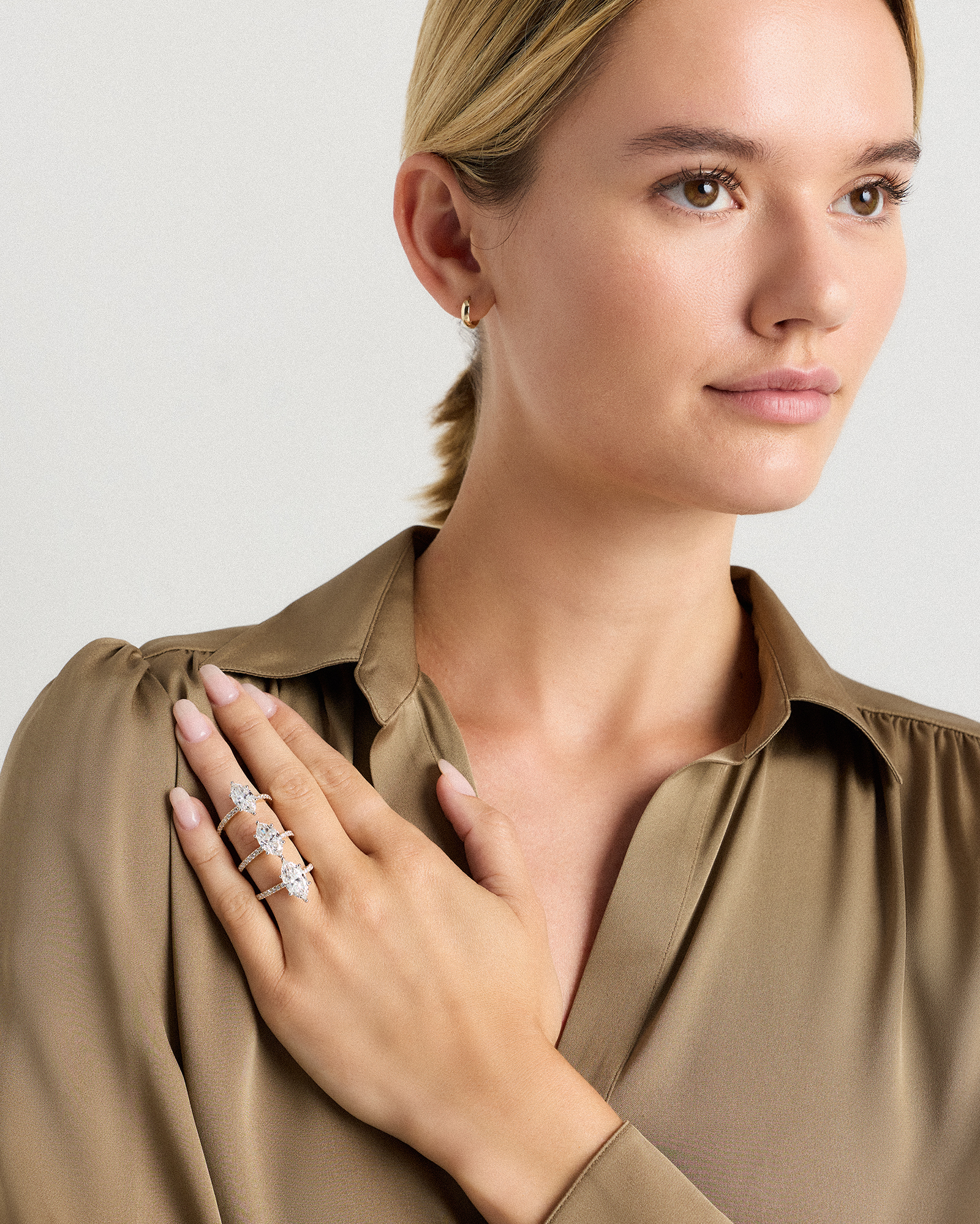Lab Grown Diamond Marquise Petite Pave Engagement Ring - 2.5ct — Image 3