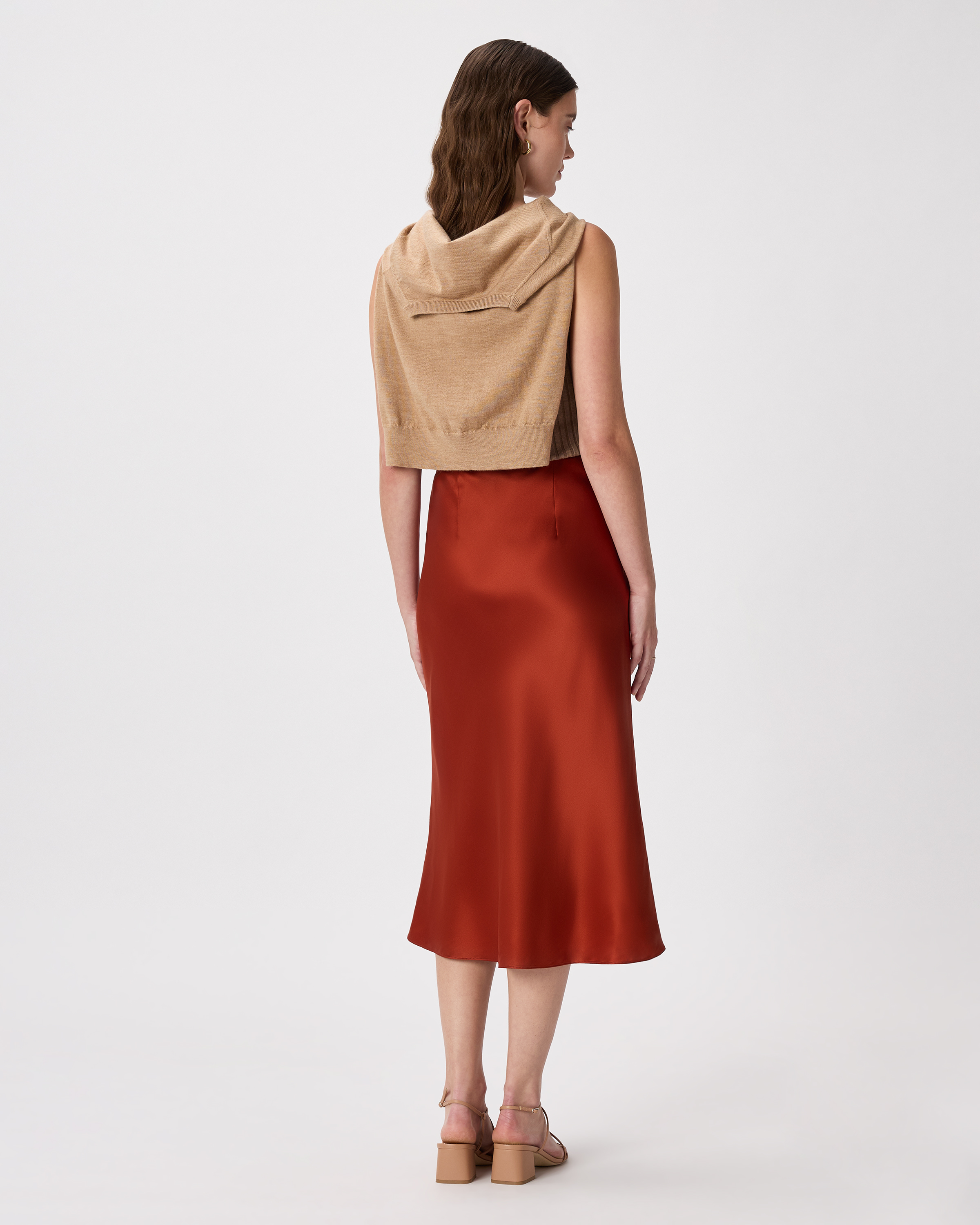 forest-green 100% Washable Silk Skirt — Image 45