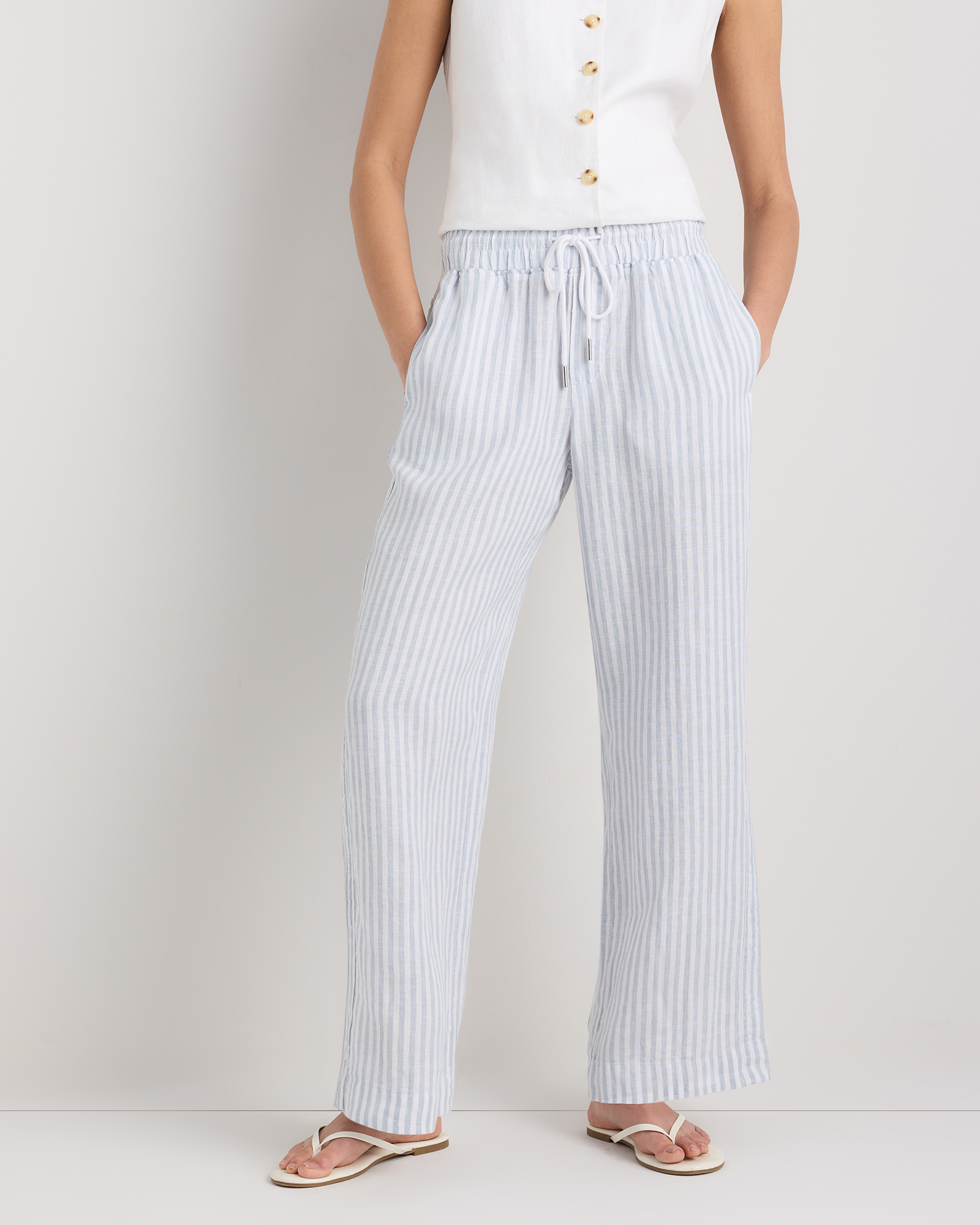 100% European Linen Wide Leg Pants — Image 58