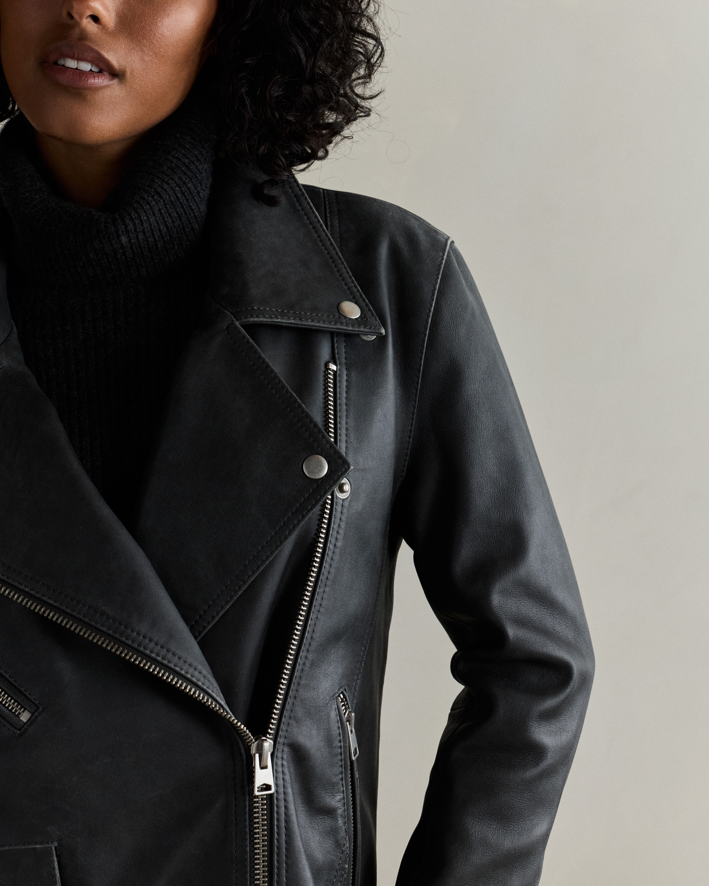 100% Leather Oversized Biker Jacket — Image 12