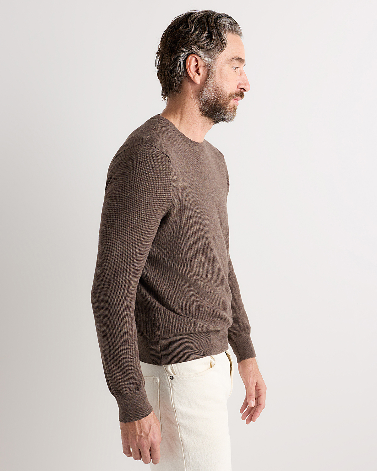 100% Organic Cotton Pique Crewneck Sweater — Image 30