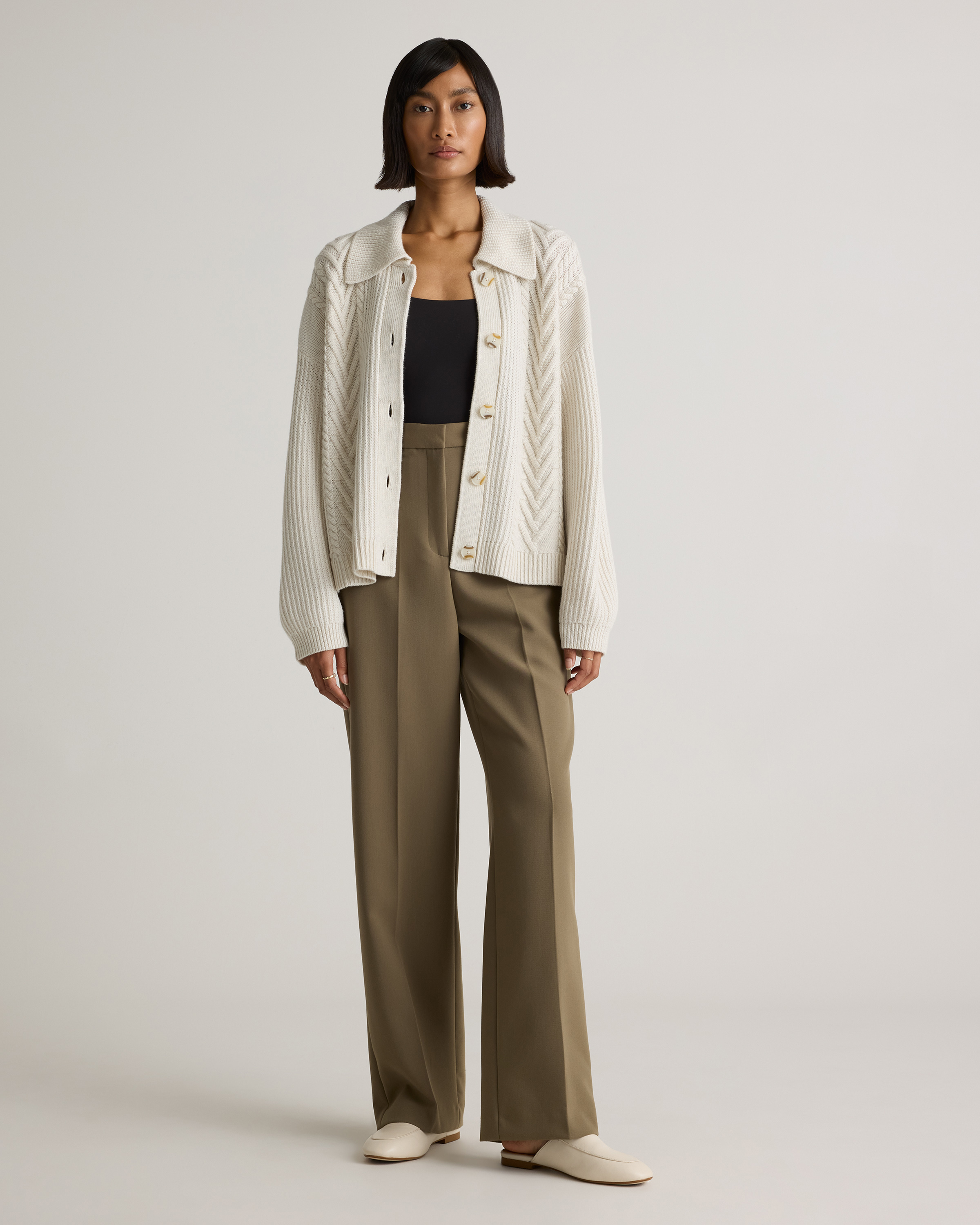 Australian Merino Wool Collared Cable Cardigan — Image 27