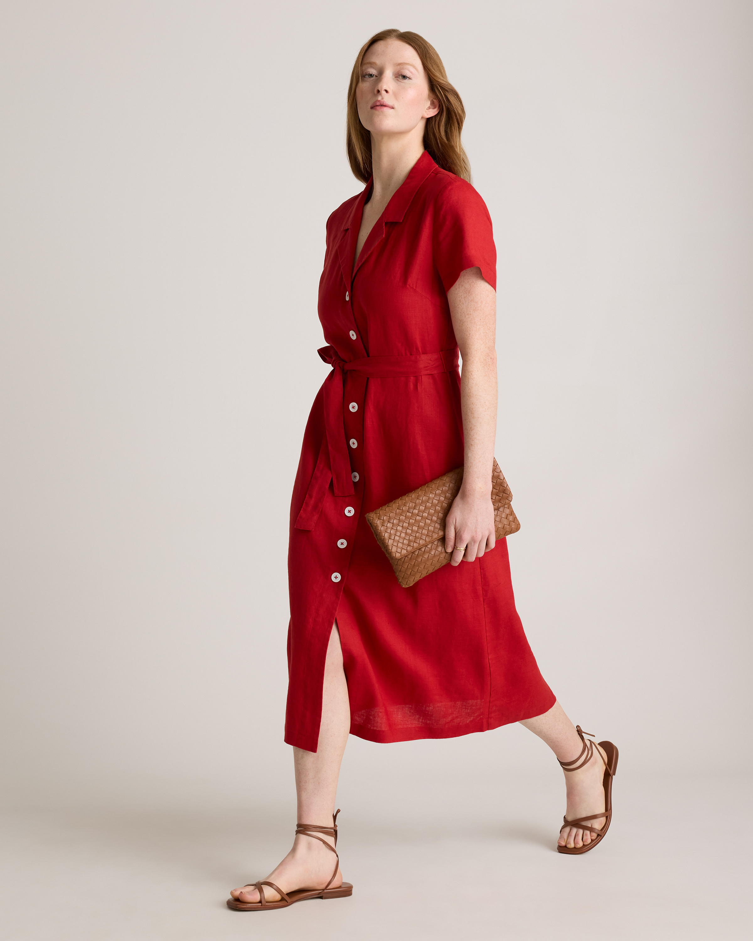 100% European Linen Button Front Dress — Image 52