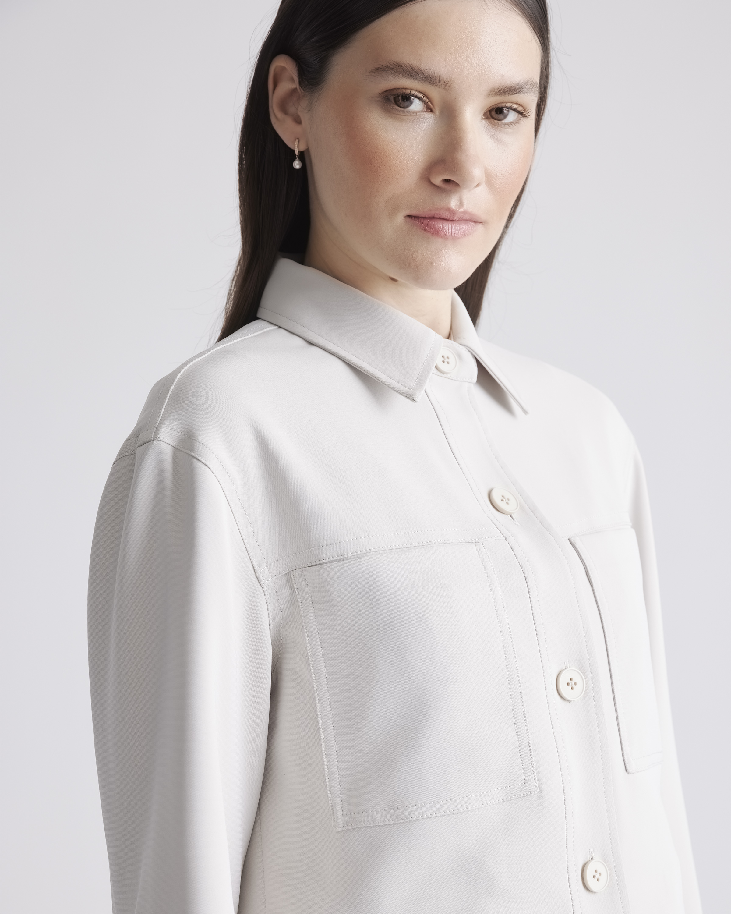 Stretch Crepe Cropped Jacket — Image 10