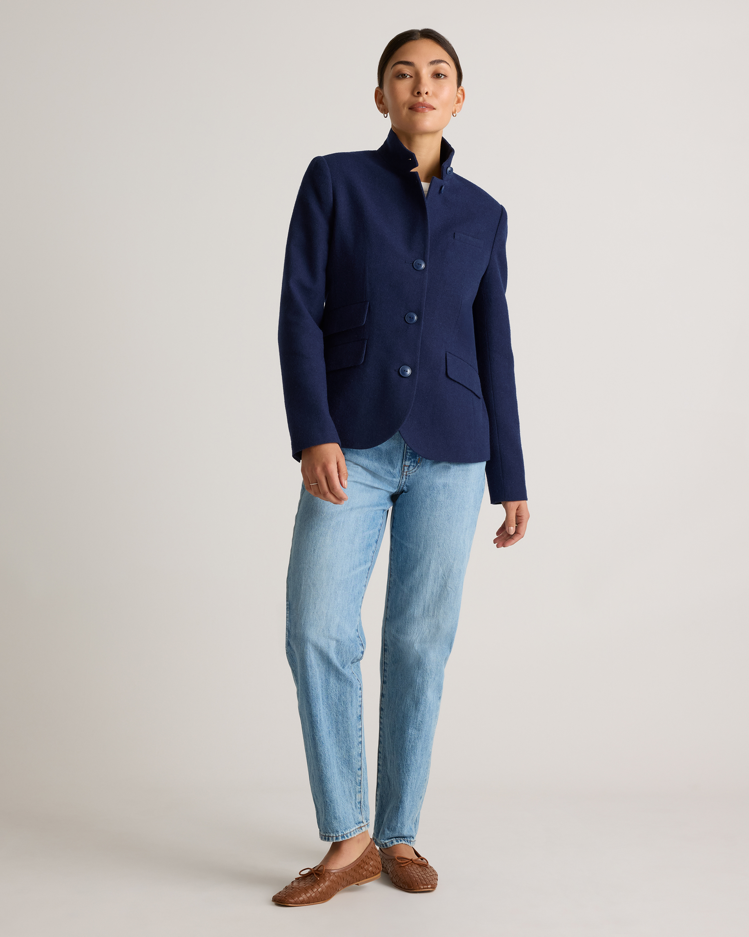 Italian Wool Stand Collar Blazer — Image 15
