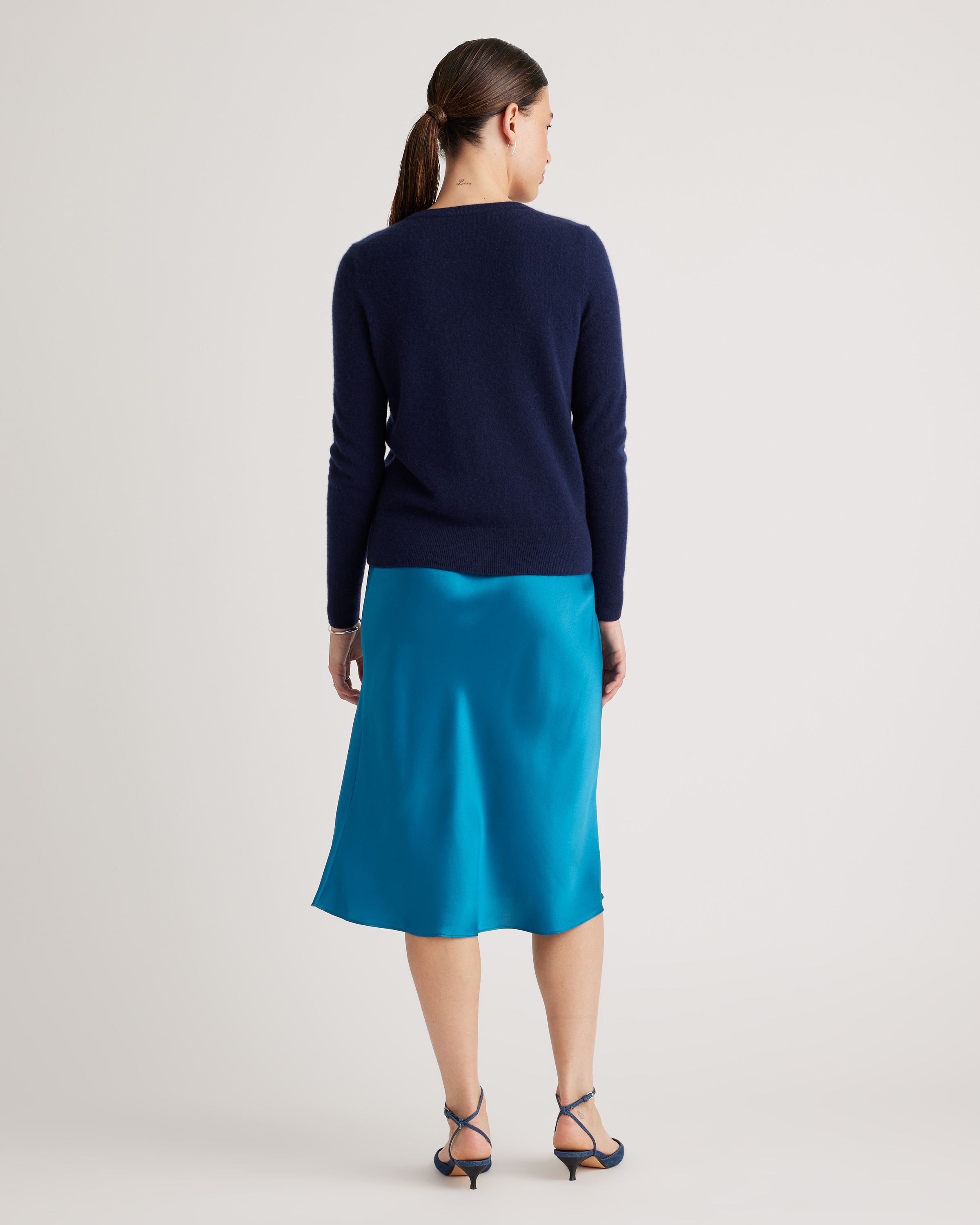 forest-green 100% Washable Silk Skirt — Image 44