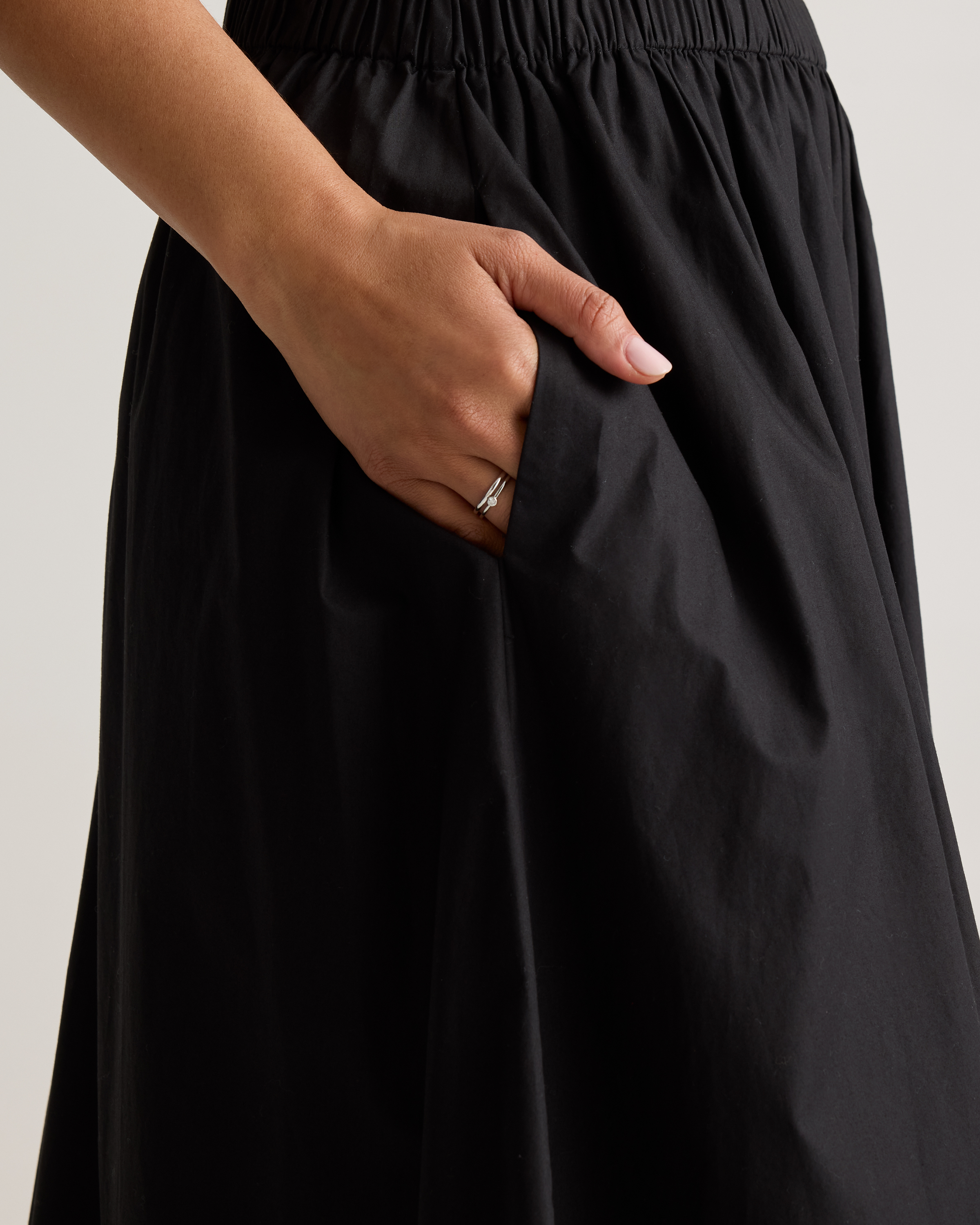 100% Organic Cotton Poplin A-line Maxi Skirt — Image 4