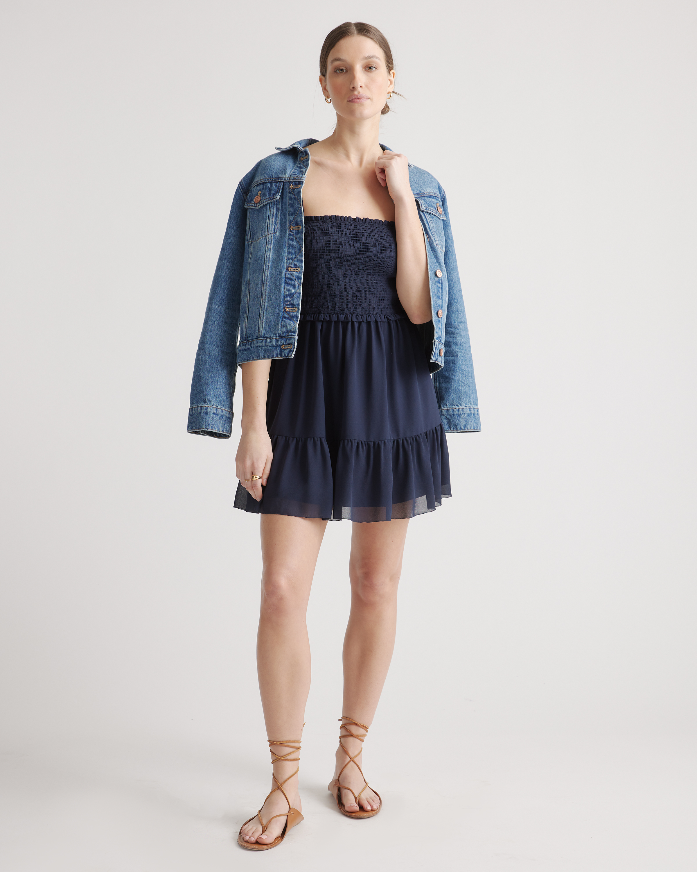 Chiffon Smocked Sleeveless Mini Dress — Image 4