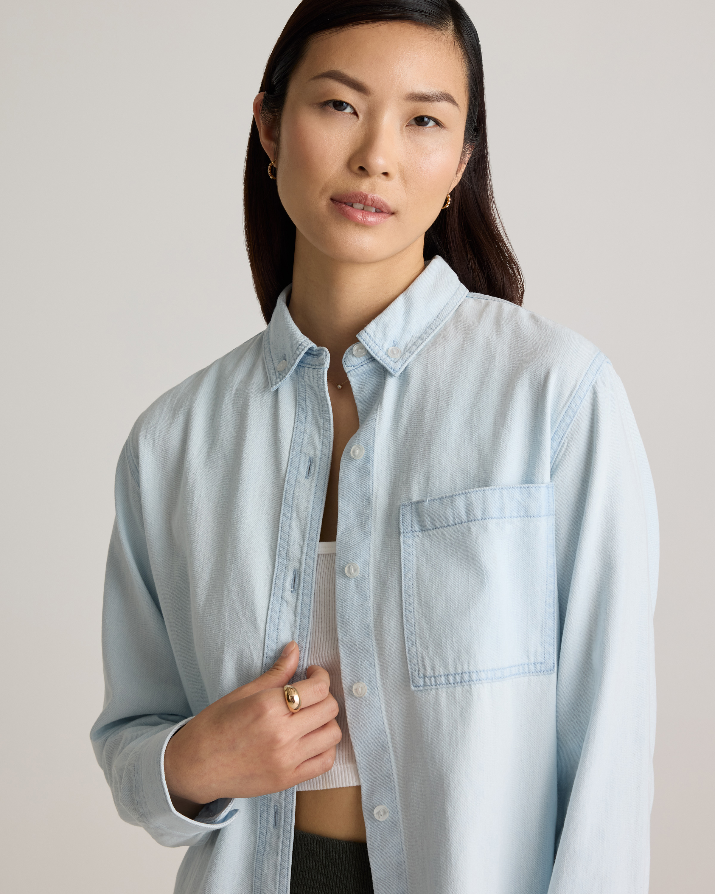 Distressed Denim Oversized Shirt — Image 7