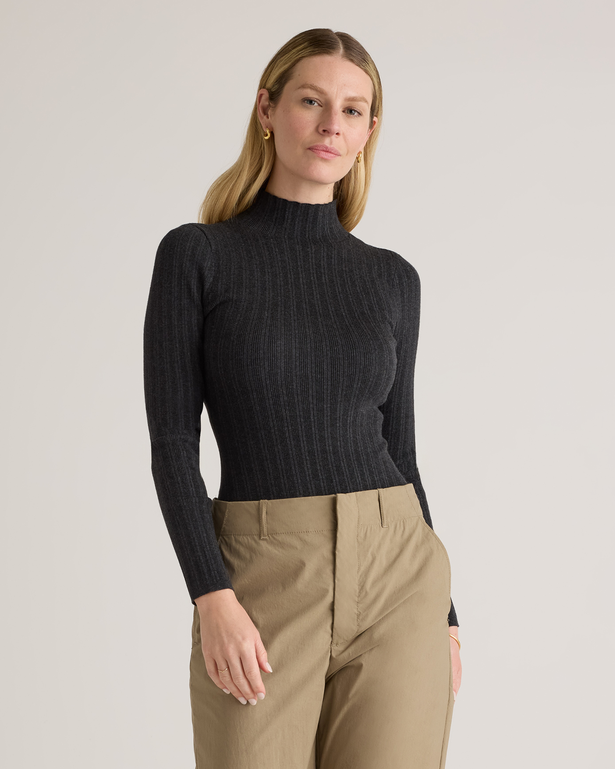 Cotton Cashmere Ribbed Turtleneck Bodysuit — Image 15