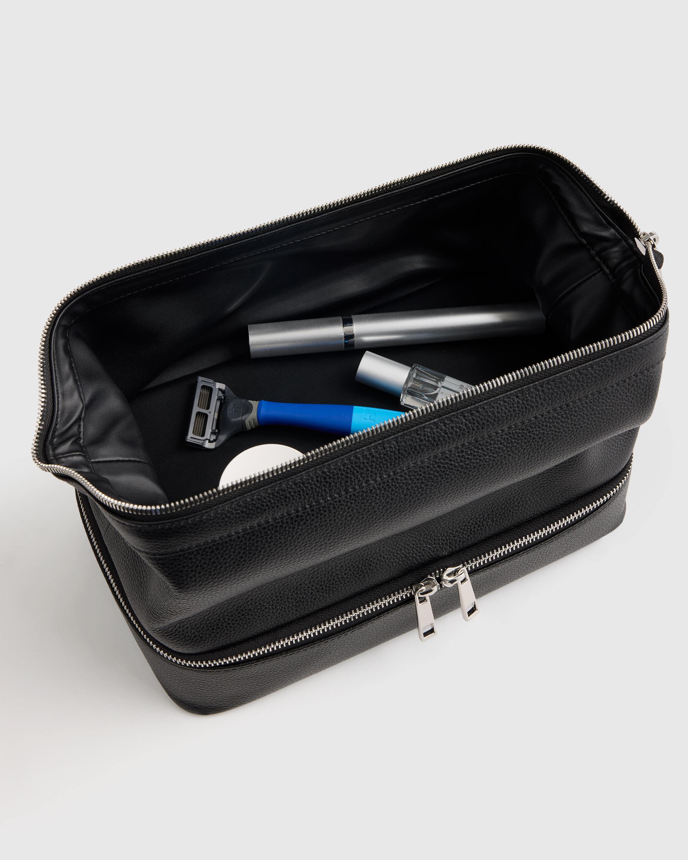 Italian Leather Dual Compartment Toiletry Bag — Image 12