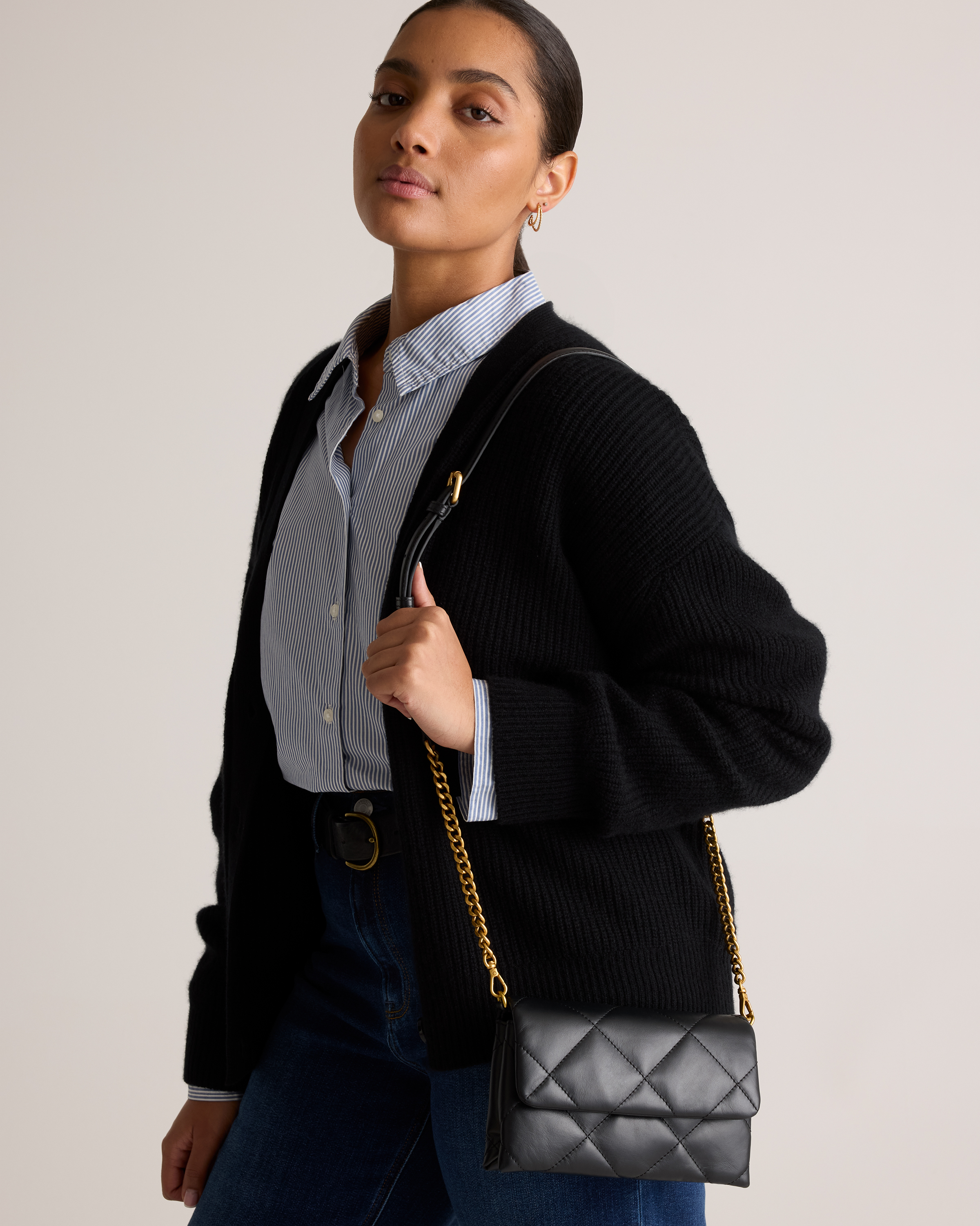 Italian Leather Diamond Quilted Wallet Crossbody — Image 3