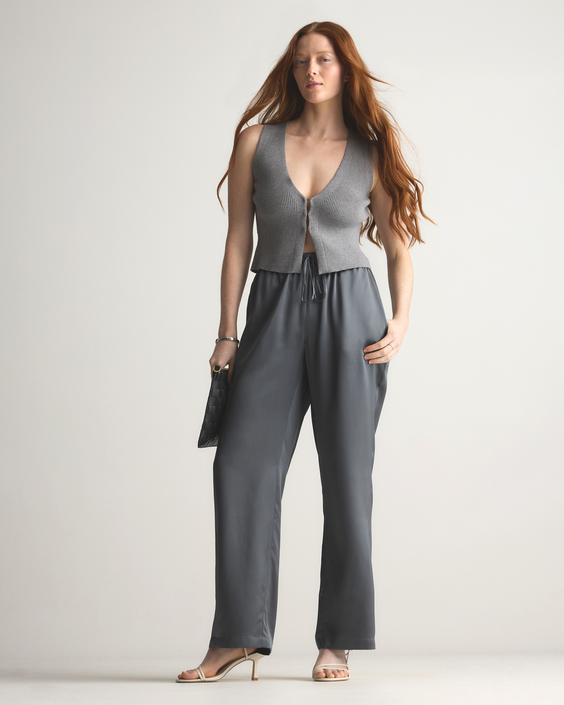 100% Washable Silk Drawstring Wide Leg Pants — Image 18