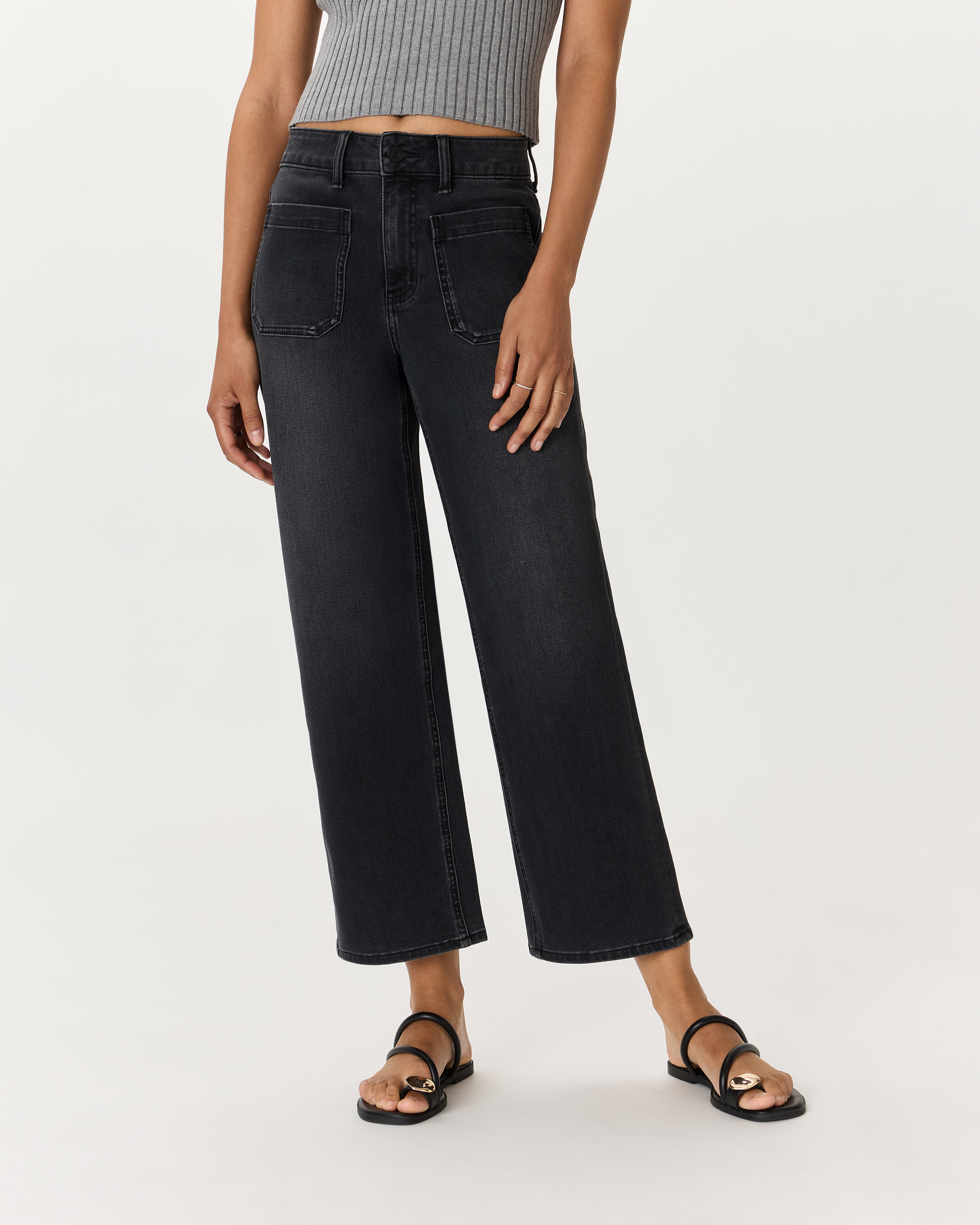 Bella Stretch Patch Pocket Wide Leg Jeans — Image 19