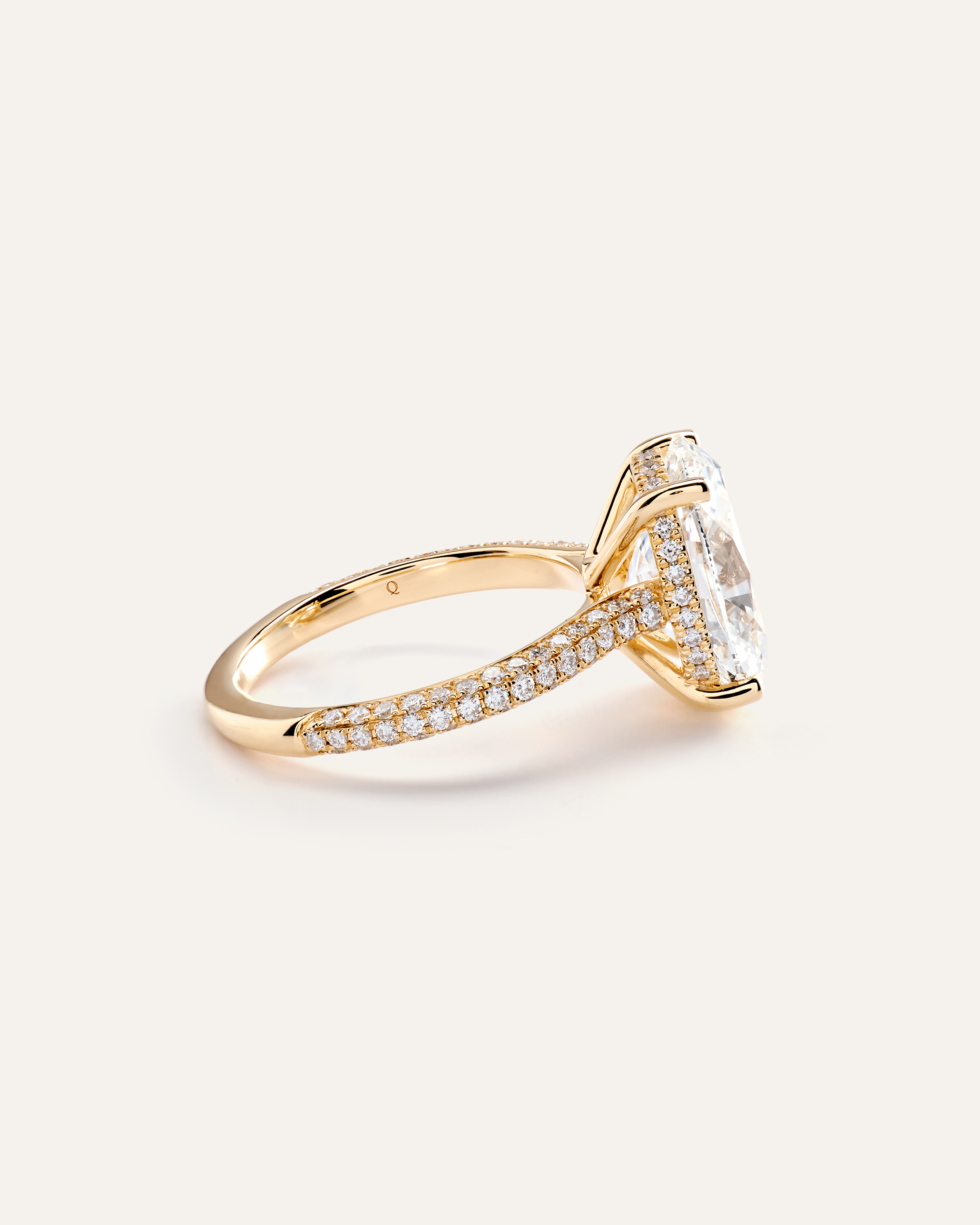 Lab Grown Diamond Oval Pave Cathedral Engagement Ring - 5ct — Image 7