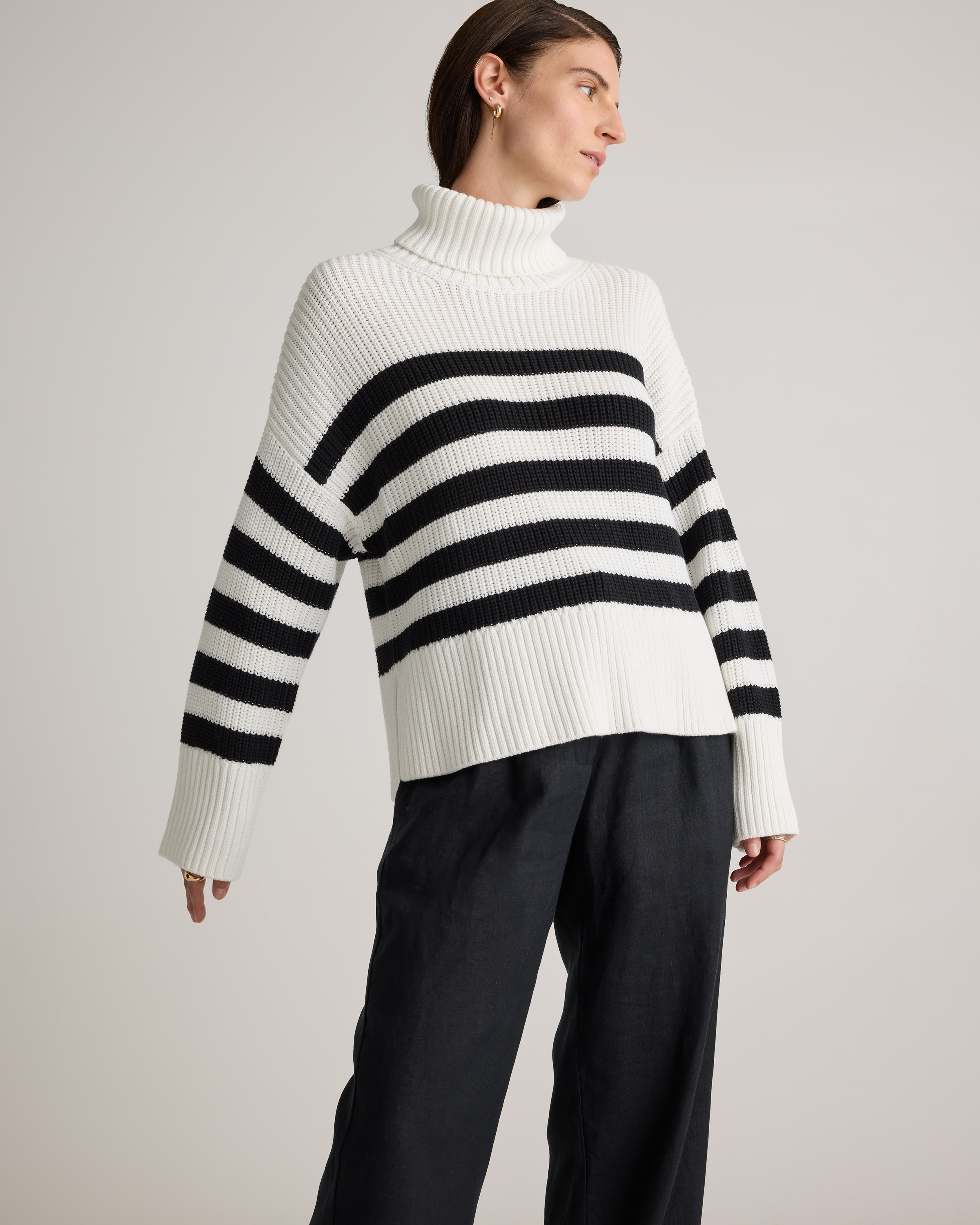100% Organic Cotton Split Hem Turtleneck Sweater — Image 11