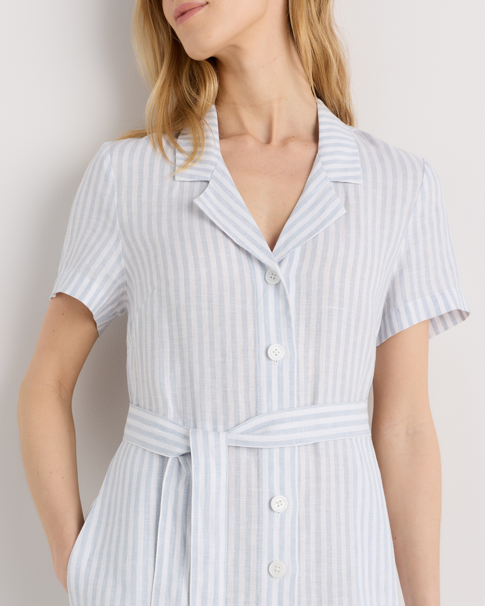 100% European Linen Button Front Dress — Image 54