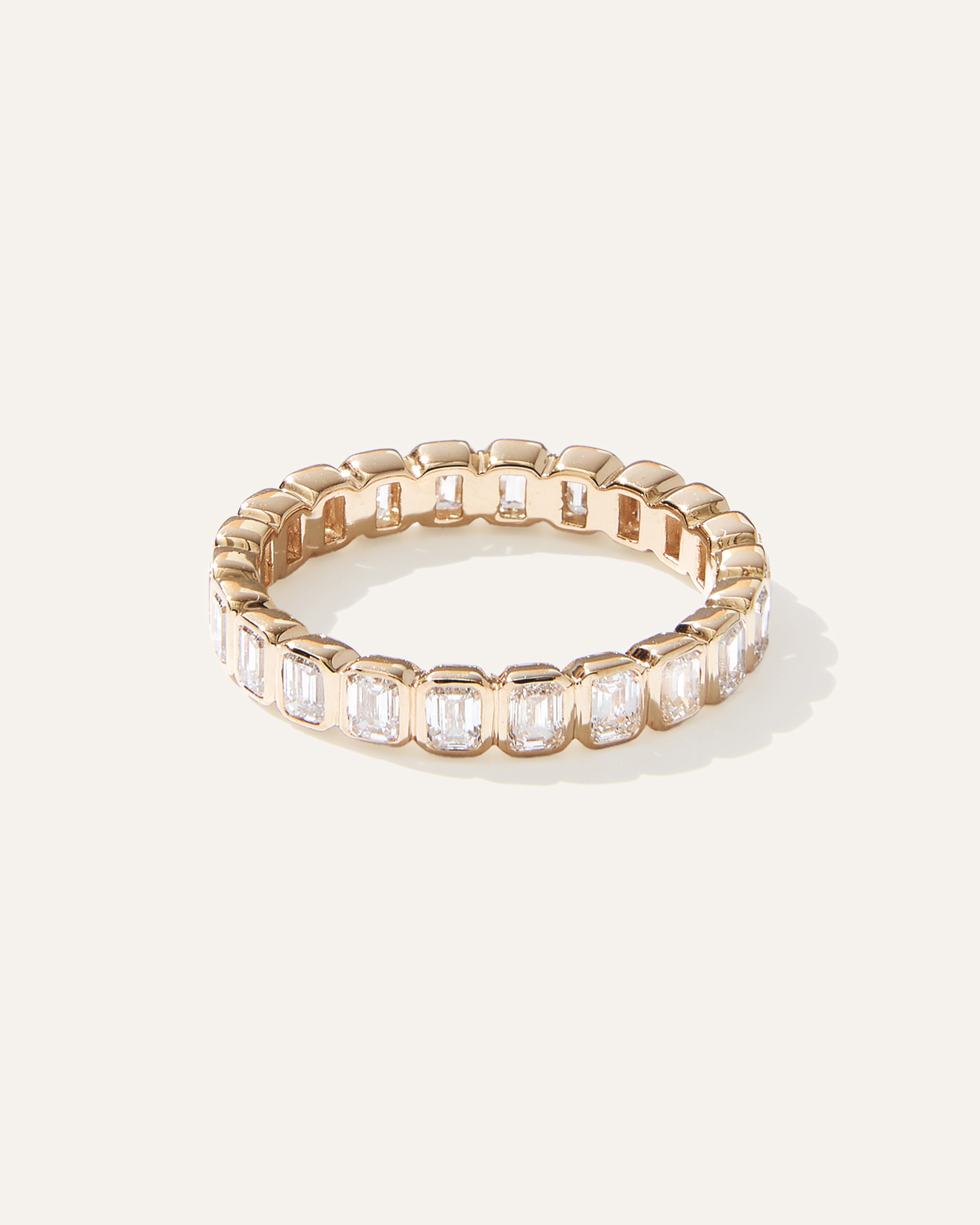 Lab Grown Diamond Emerald North-South Bezel Eternity Band — Image 6