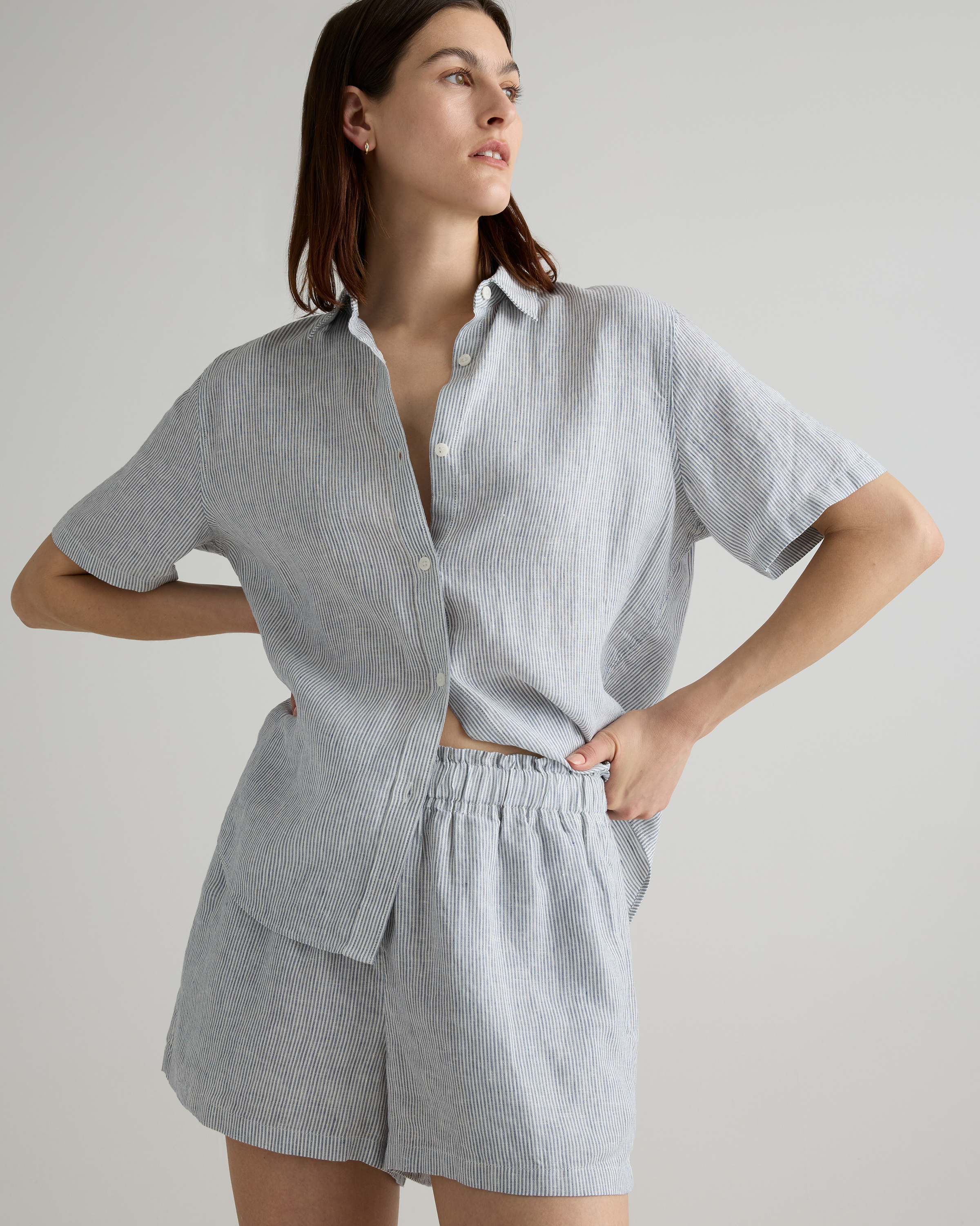100% European Linen Shorts Pajama Set — Image 4